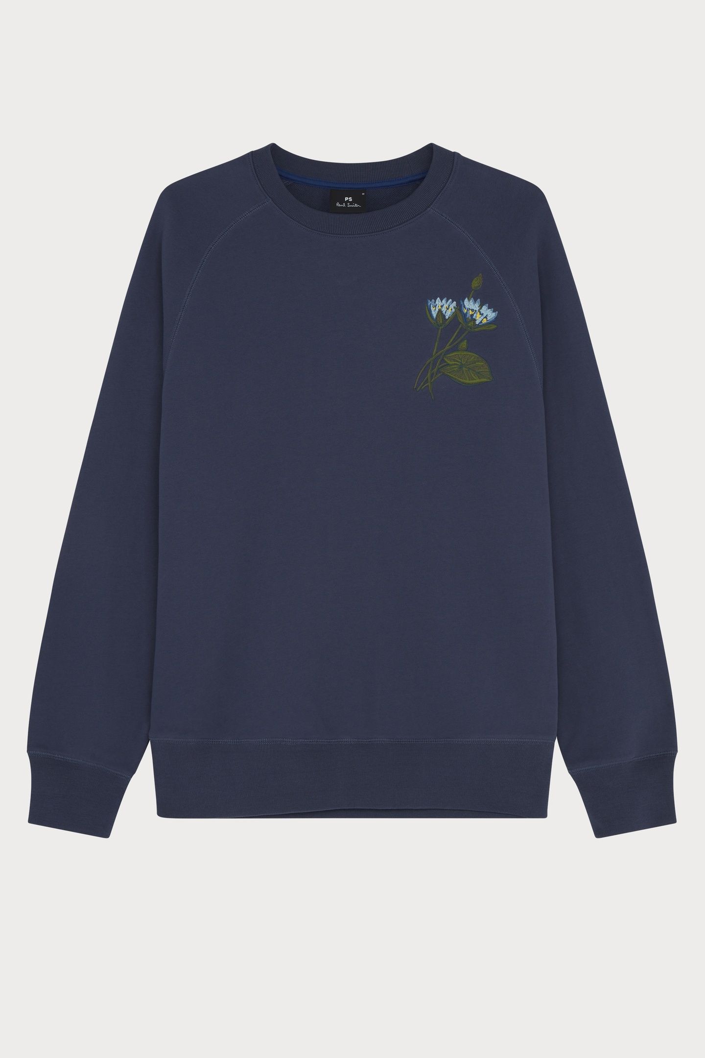 MENS LS SWEATSHIRT FLORAL EMB INDIGO 5