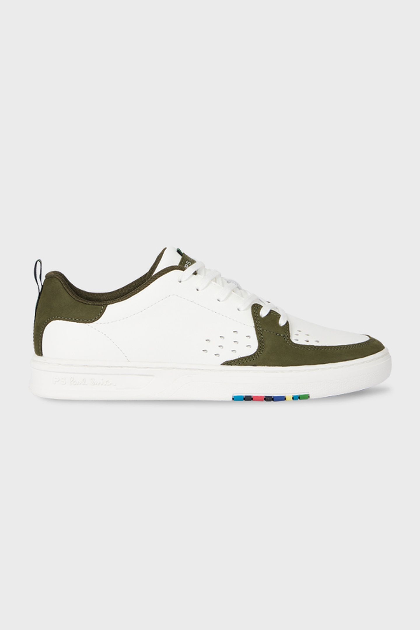 MENS SHOE COSMO WHITE KHAKI BACK PANEL WHITE 2