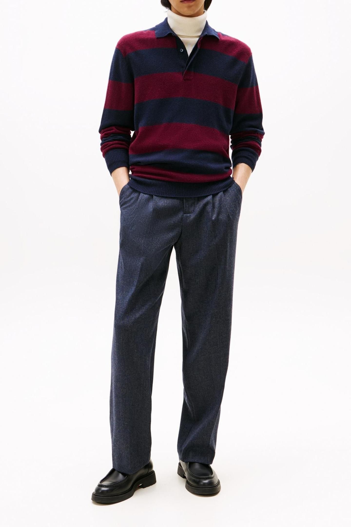 DC KNITTED RUGBY DESERT SKY/DEEP ROUGE 1