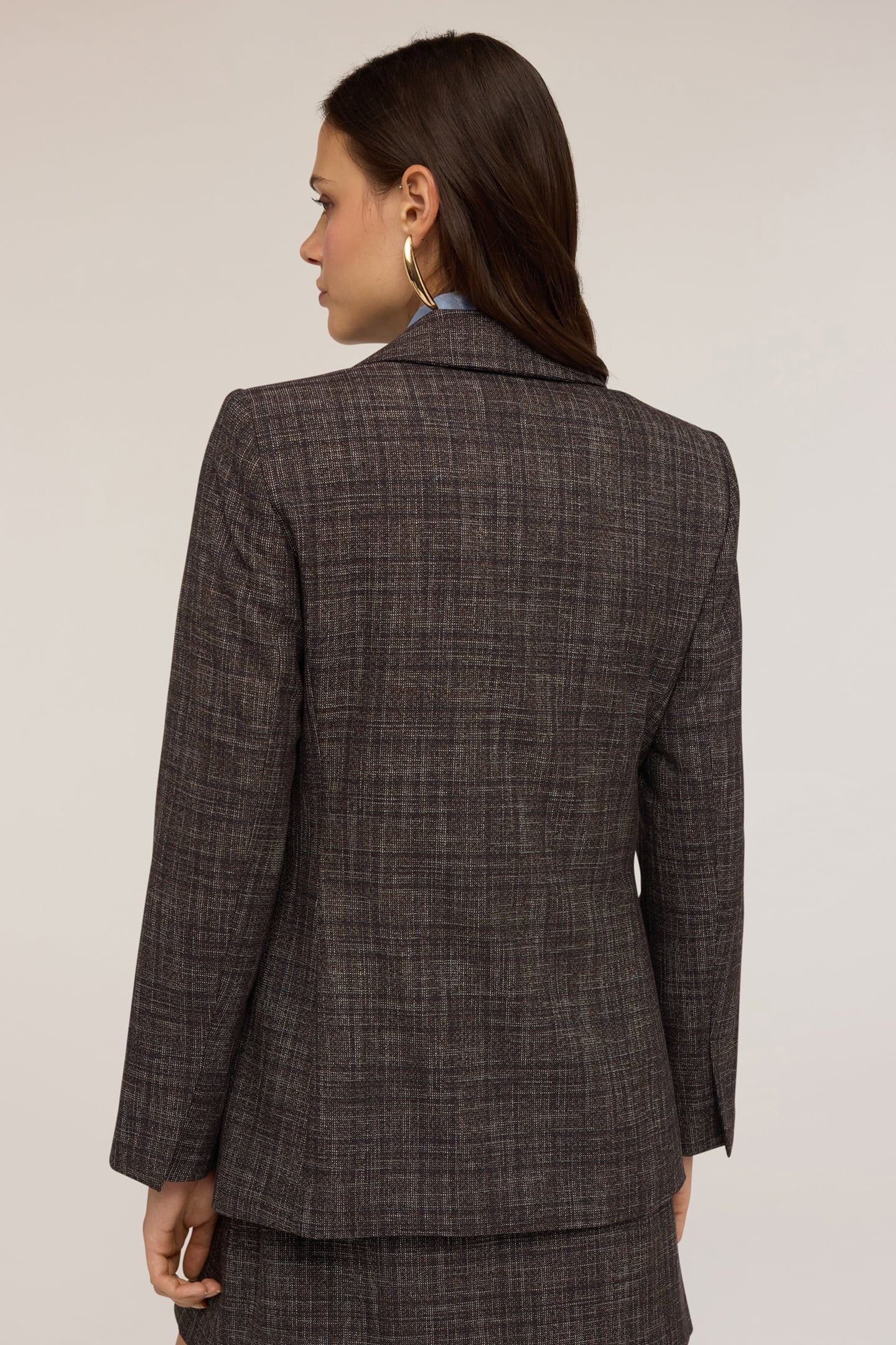 SINGLE-BREASTED YARN-DYED BLAZER GREY 3