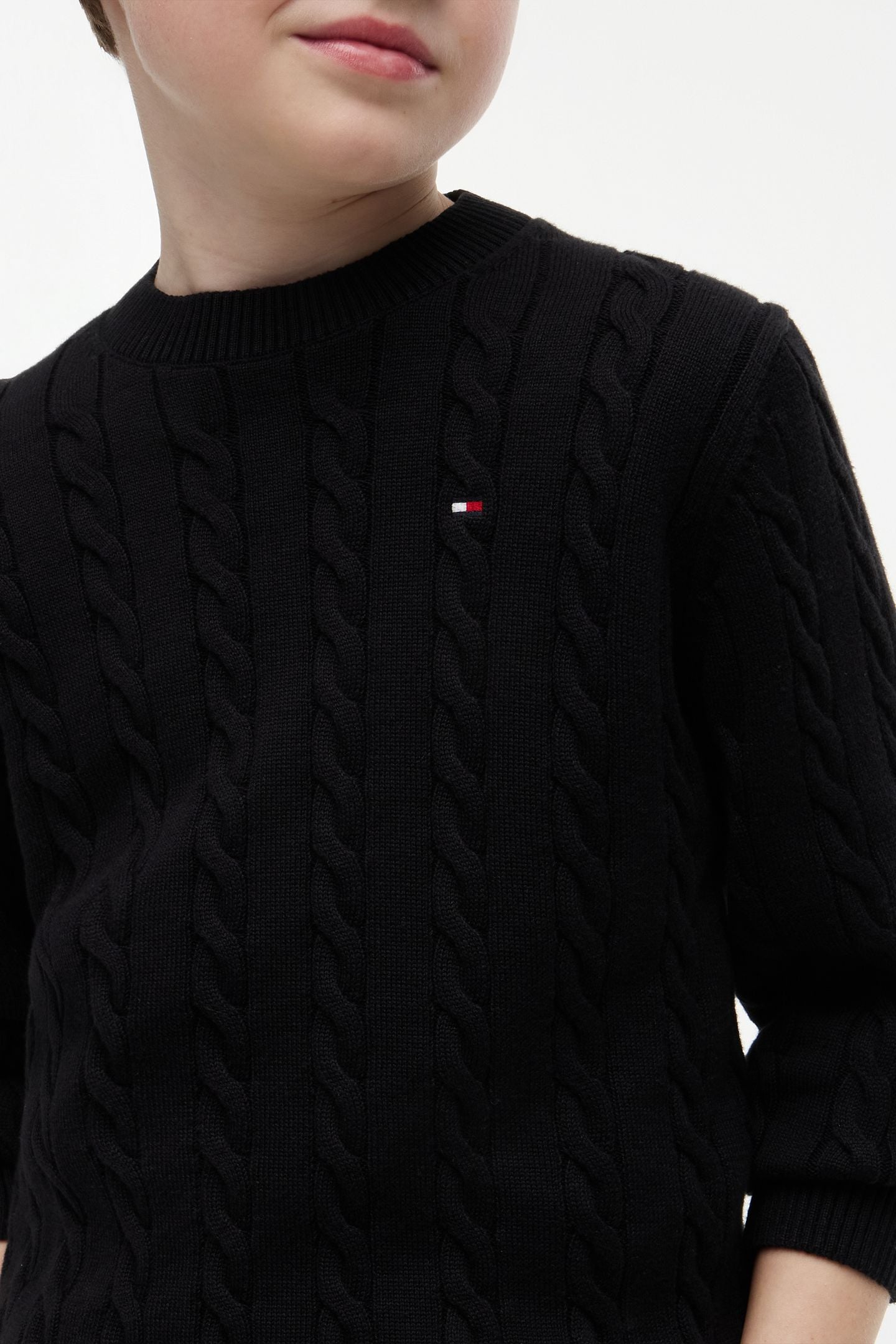 BOYS COTTON CABLE SWEATER BLACK 5