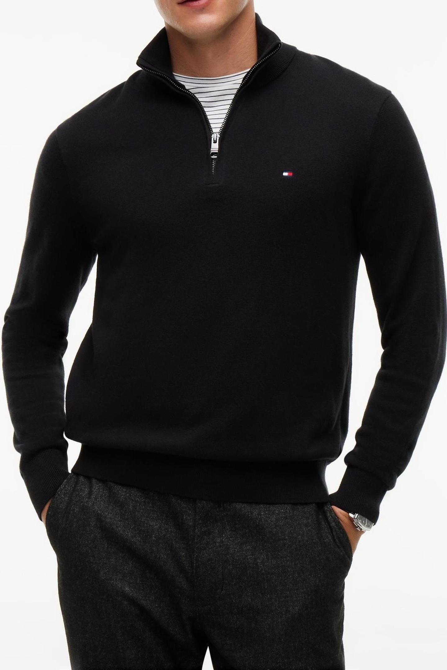 PIMA COTTON CASHMERE SWEATER BLACK 1