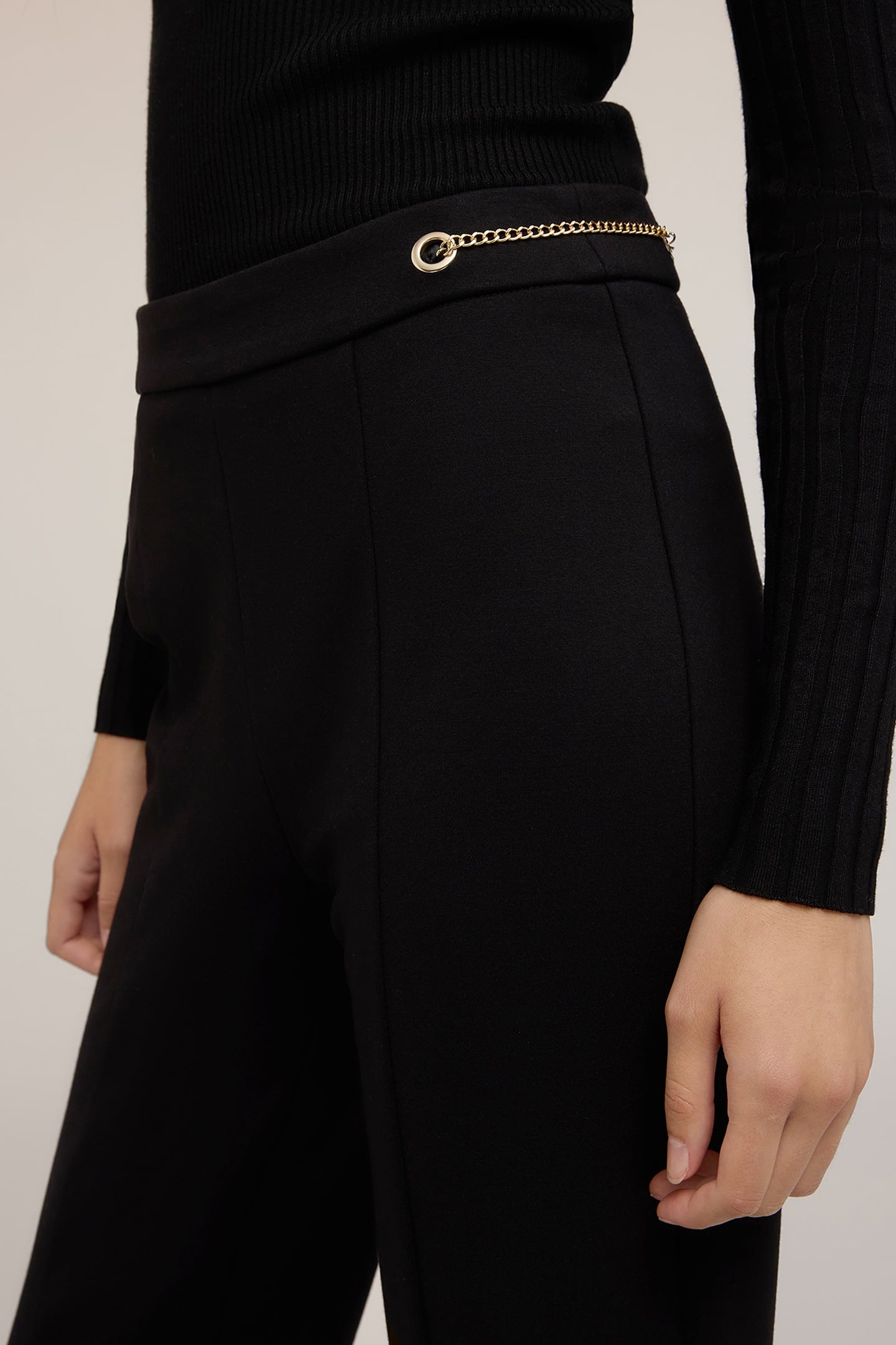 FLARE PANTS WITH EYELET PATTERN BLACK 5