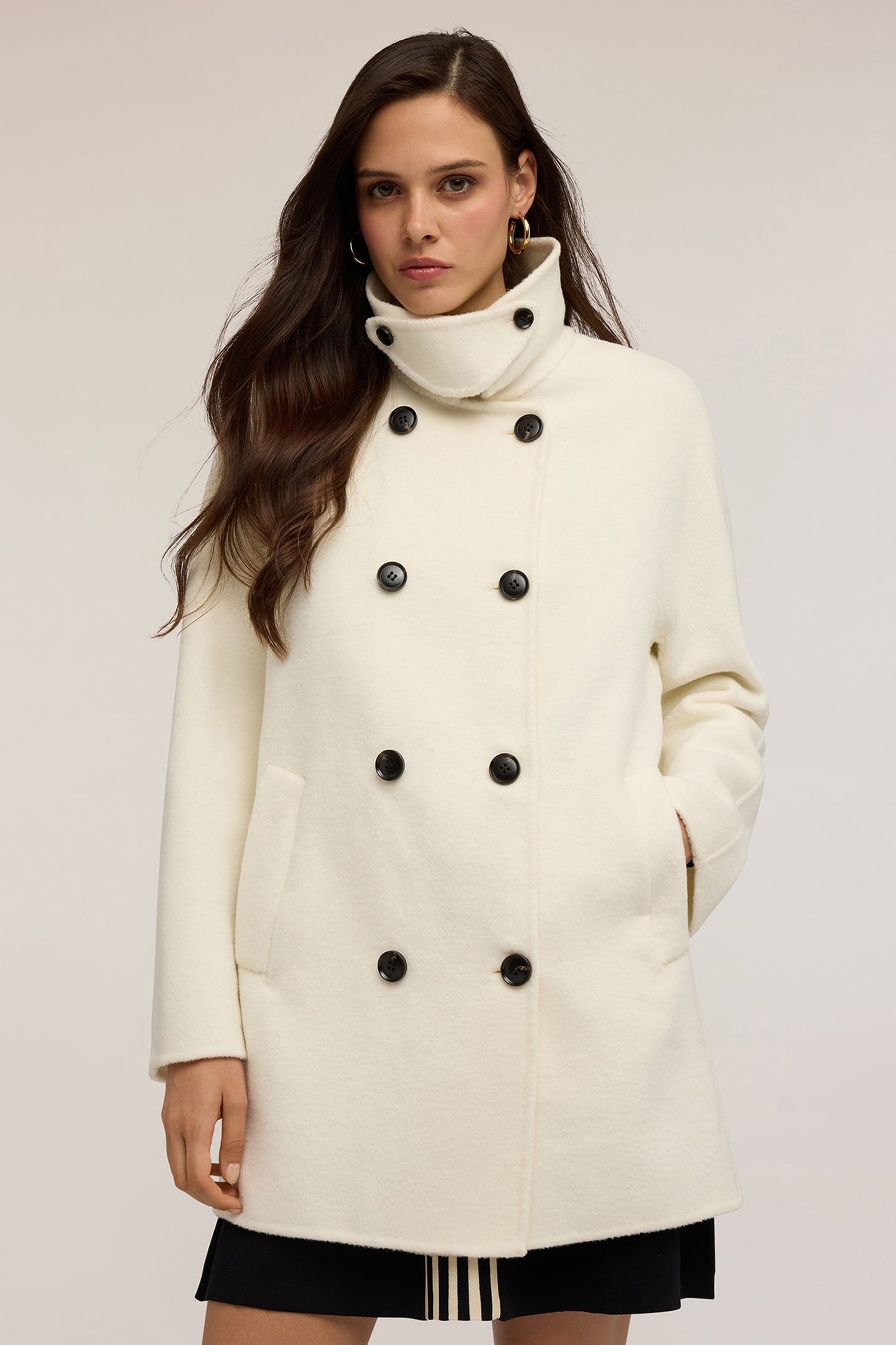 KIMONO-STYLE COAT IN WOOL BLEND FABRIC WHITE 2