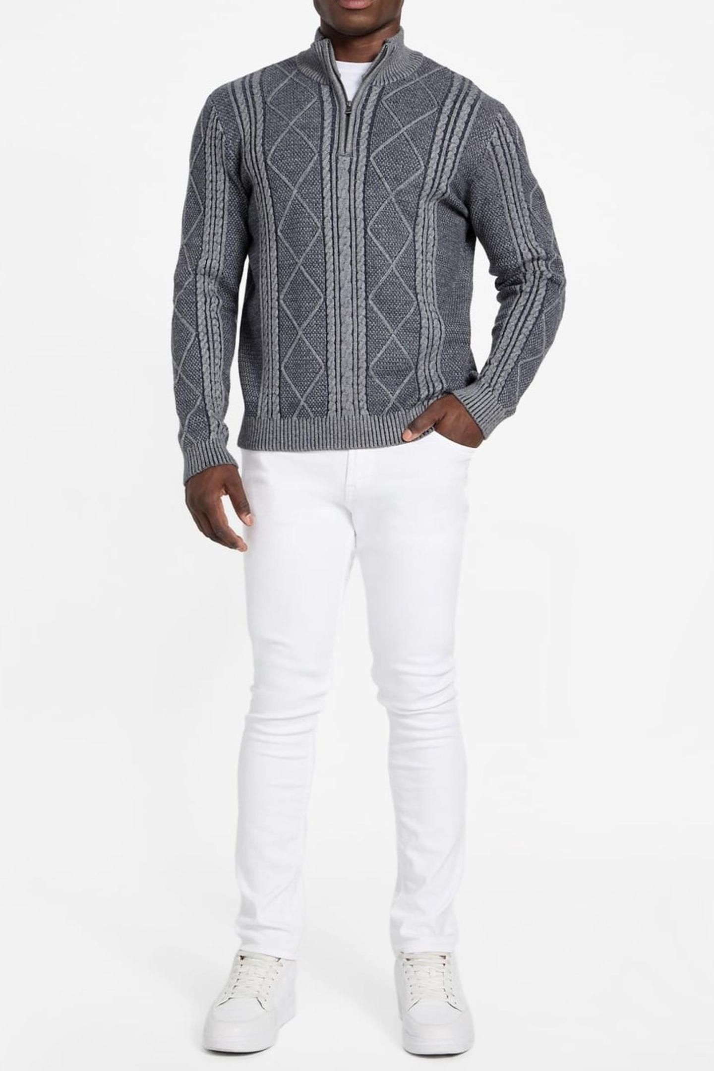 LS 1/2 ZIP MN NOEL C MARINE HEATHER MULTI 3