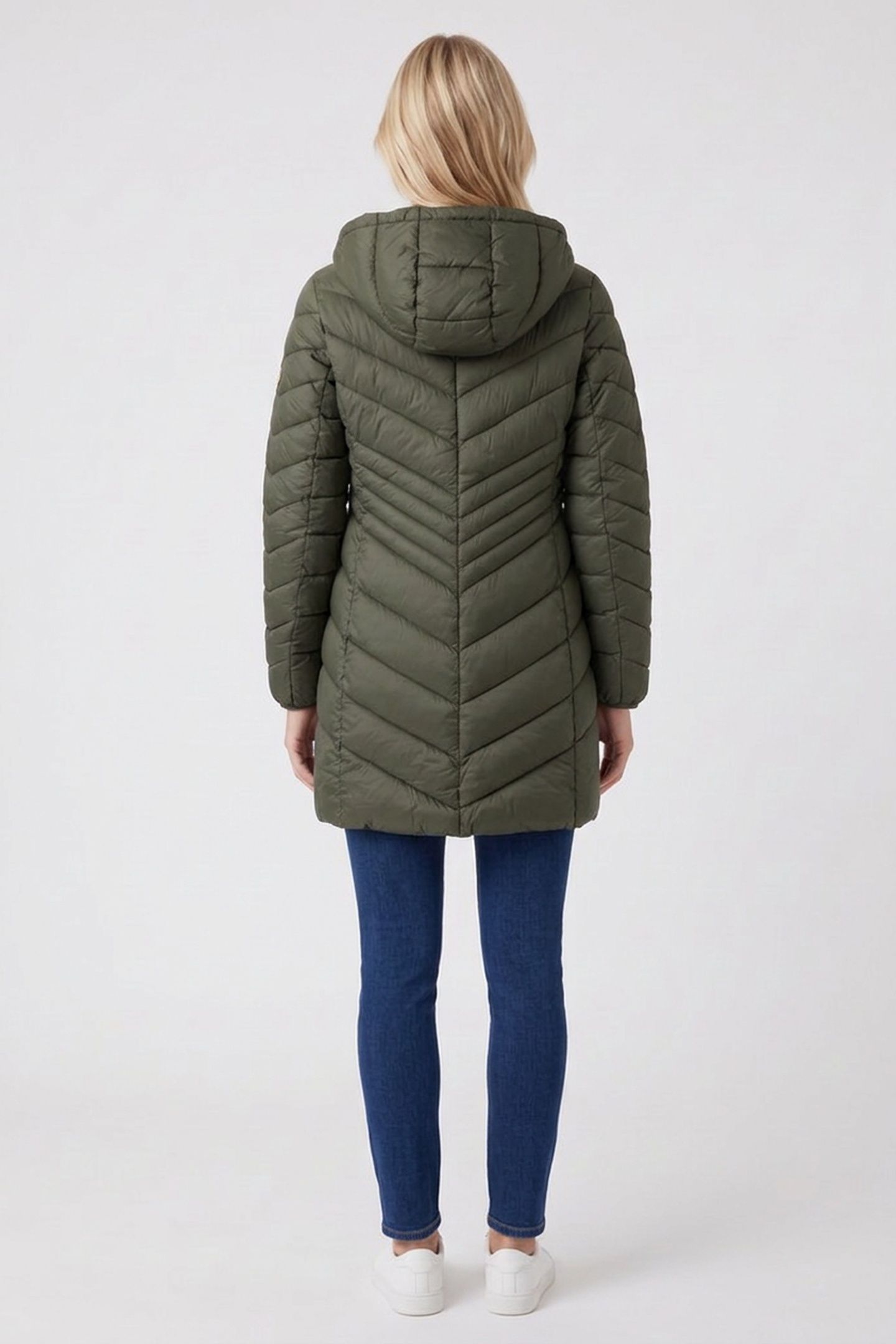 LONG CHEVRON PACKABLE OLIVE 2