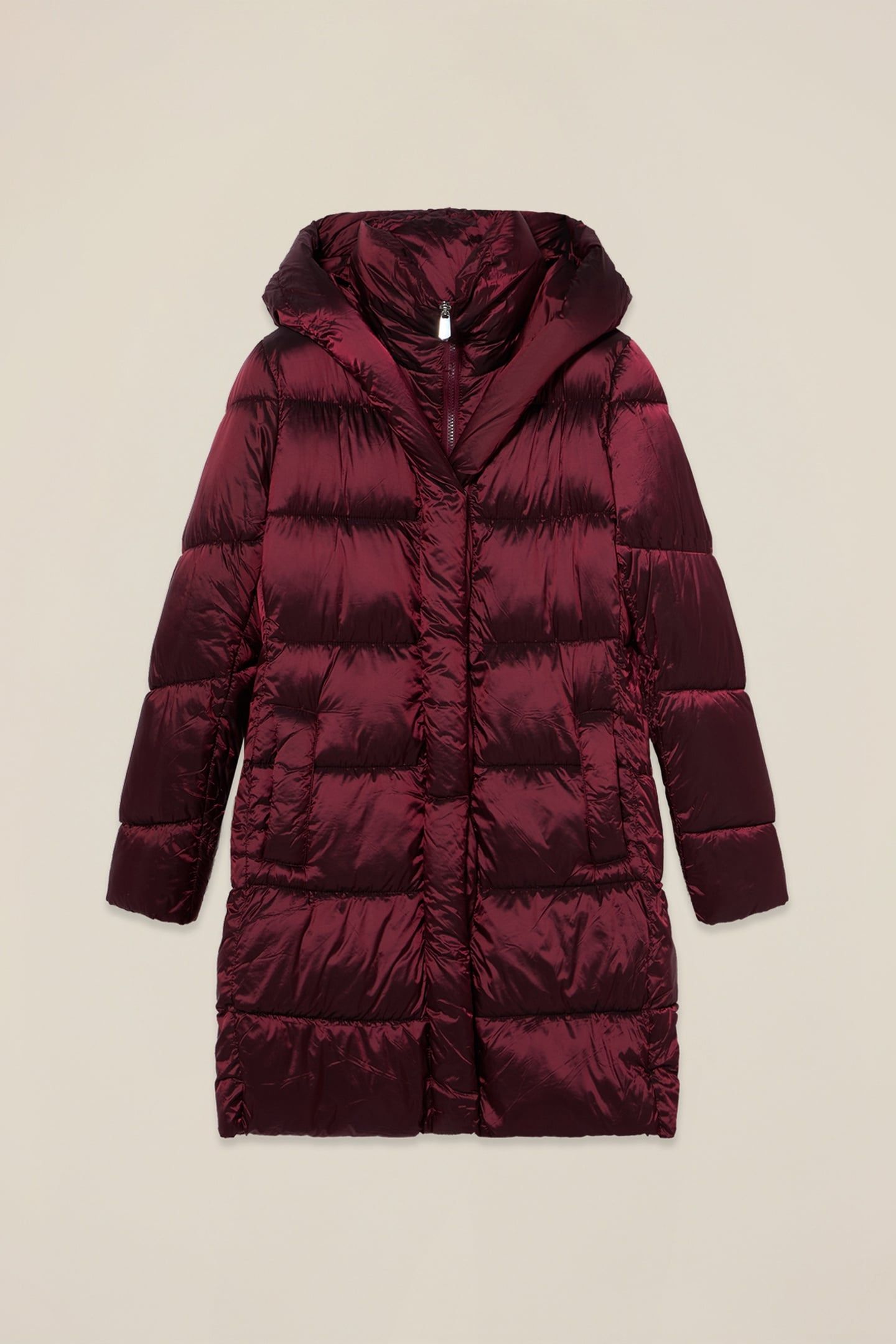LONG NYLON DOWN JACKET WITH HOOD BURGUNDY 3