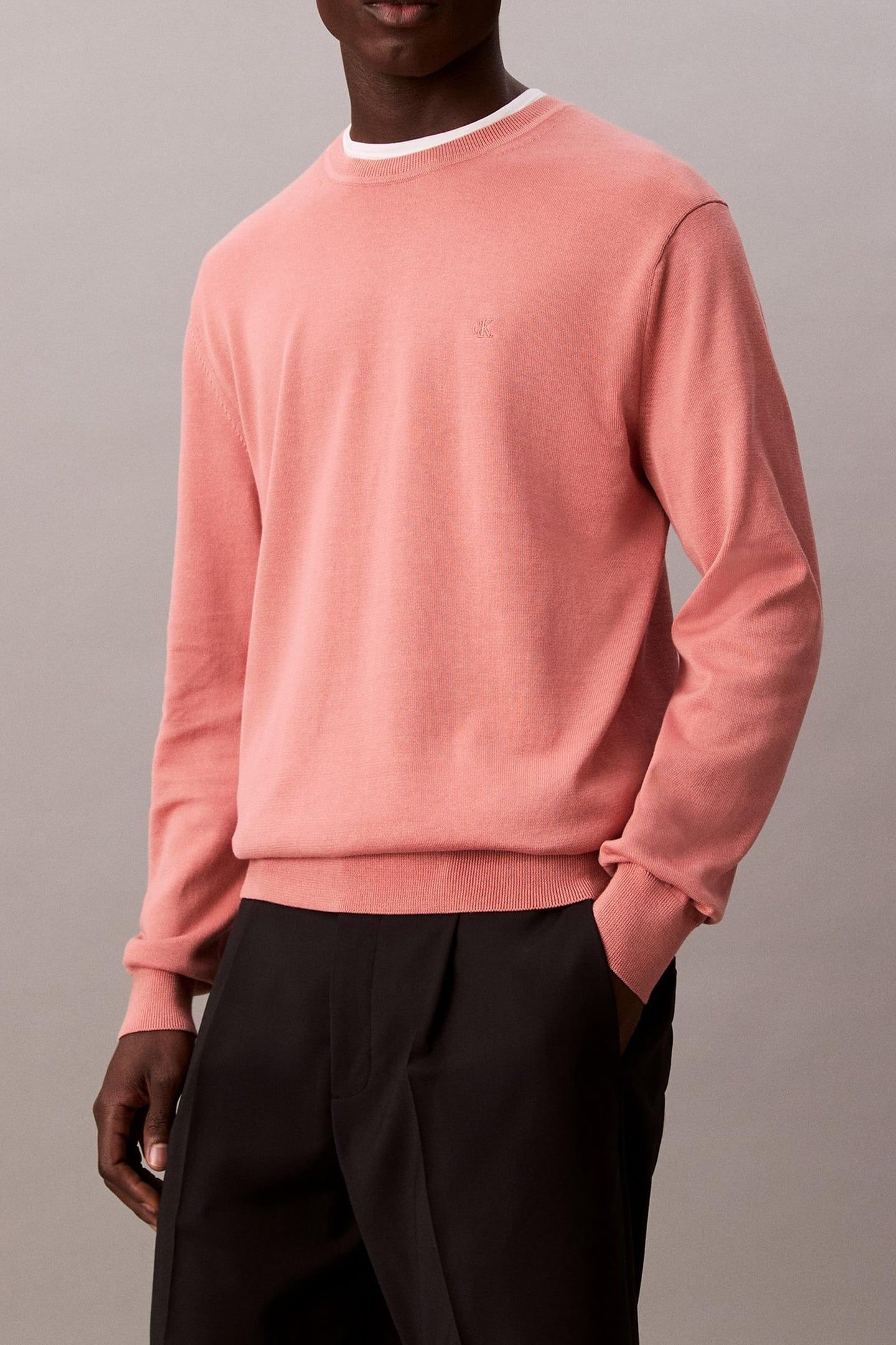 LS SUPIMA COTTON CREW SUNSET ROSE 1