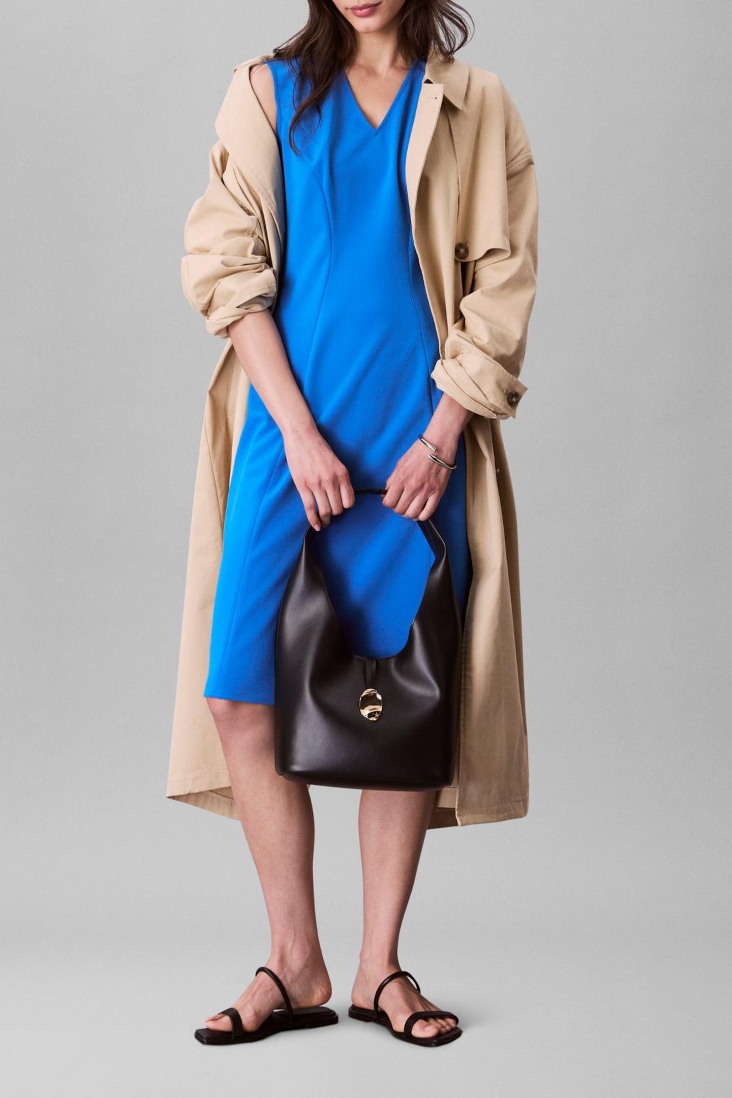 SCUBA FITTED KNEE LENGTH DRESS COBALT BLUE 4