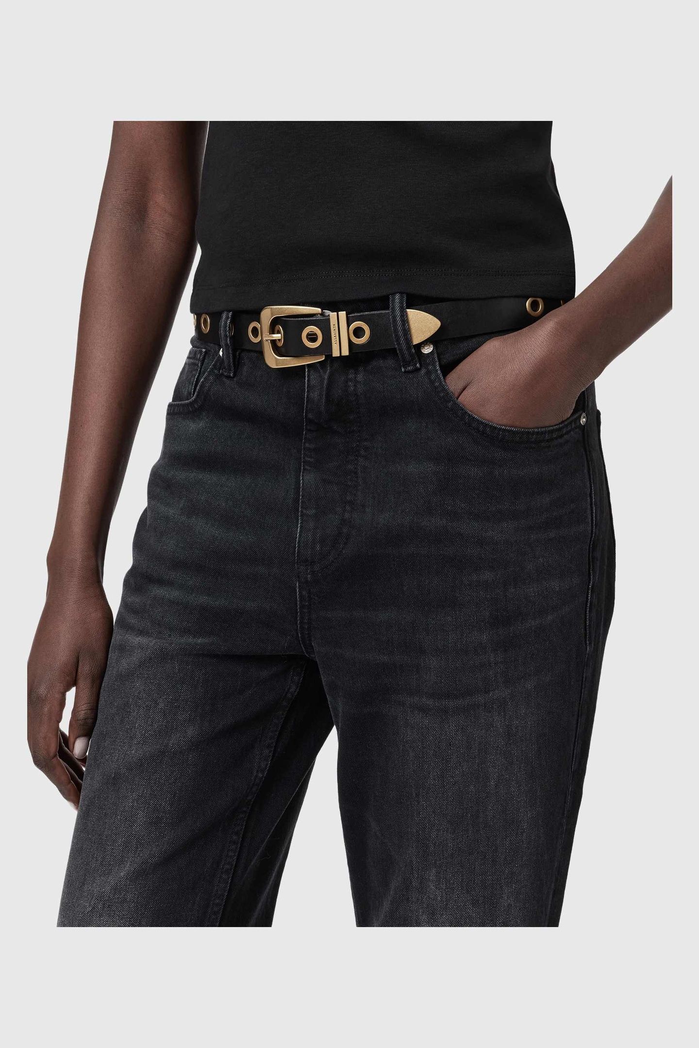 JULIA EYELET BELT BLACK/GOLD 3