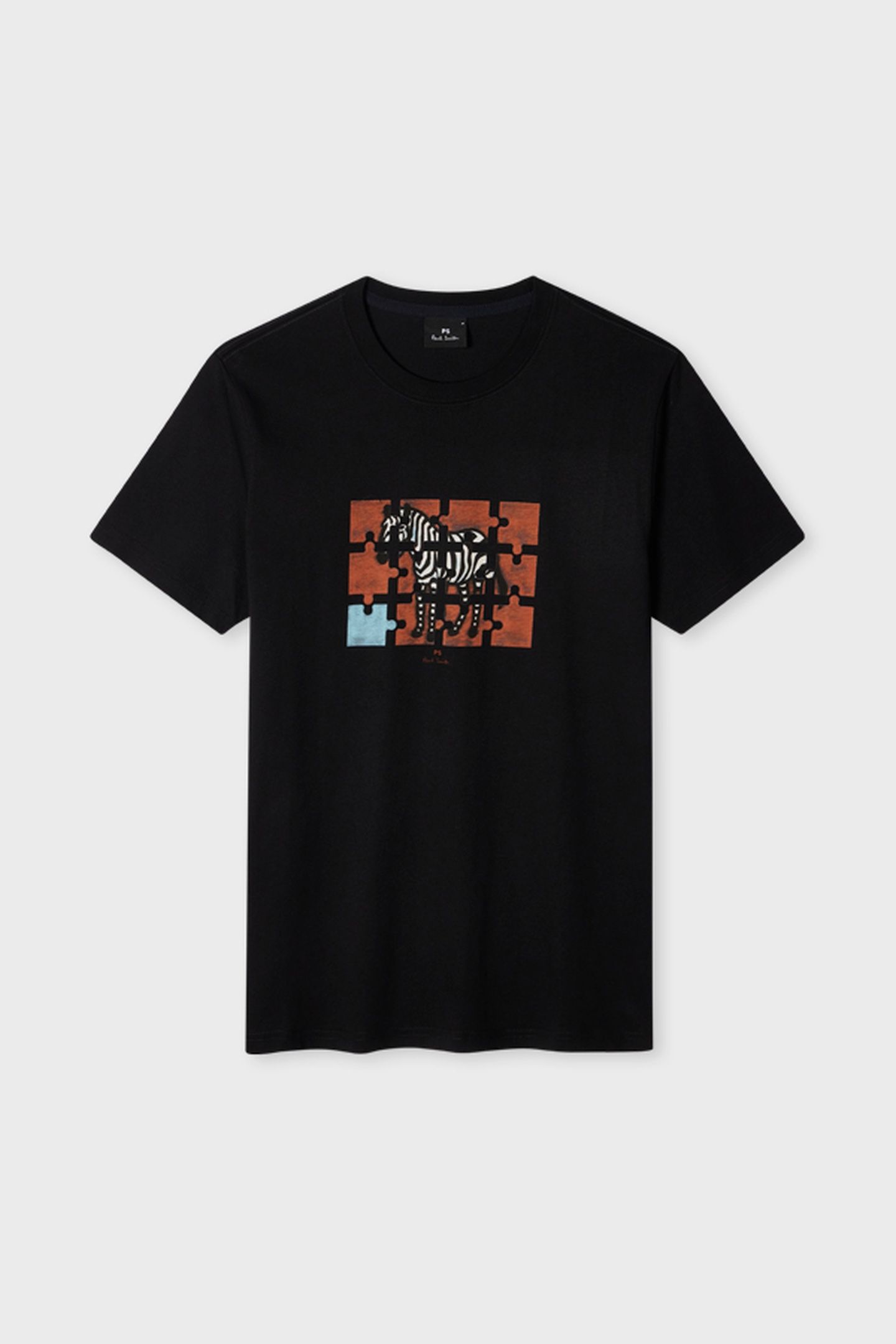 MENS SLIM FIT T SHIRT JIGSAW ZEBRA BLACK 2