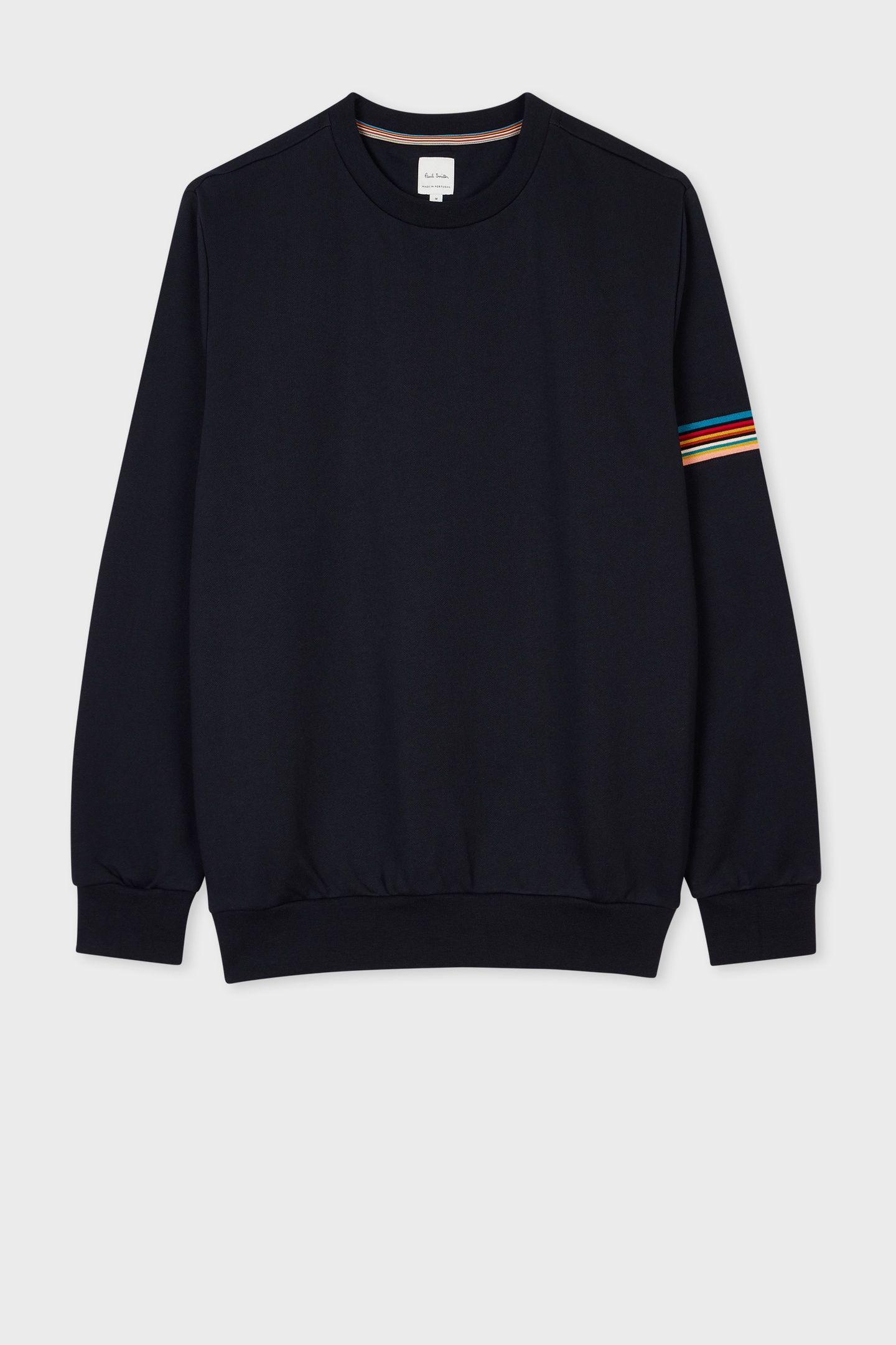 MENS SWEATSHIRT WITH STRIPE ARM DETAIL VERY DARK NAVY 1