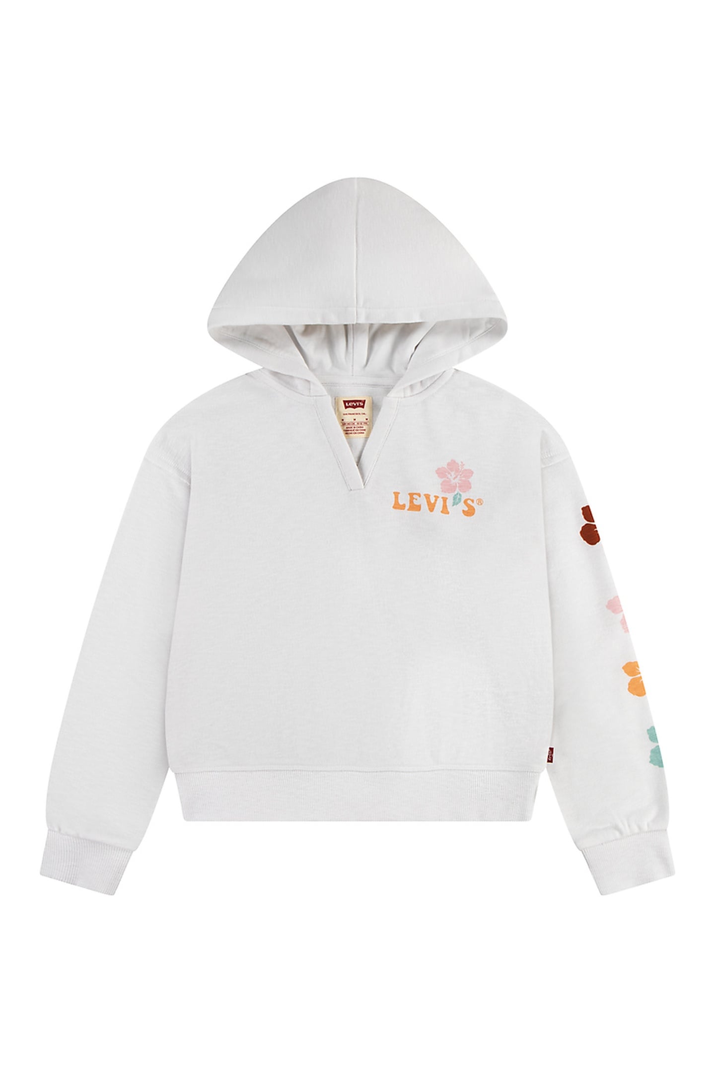 GIRLS LEVIS HIBISCUS HOODIE BRIGHT WHITE 1