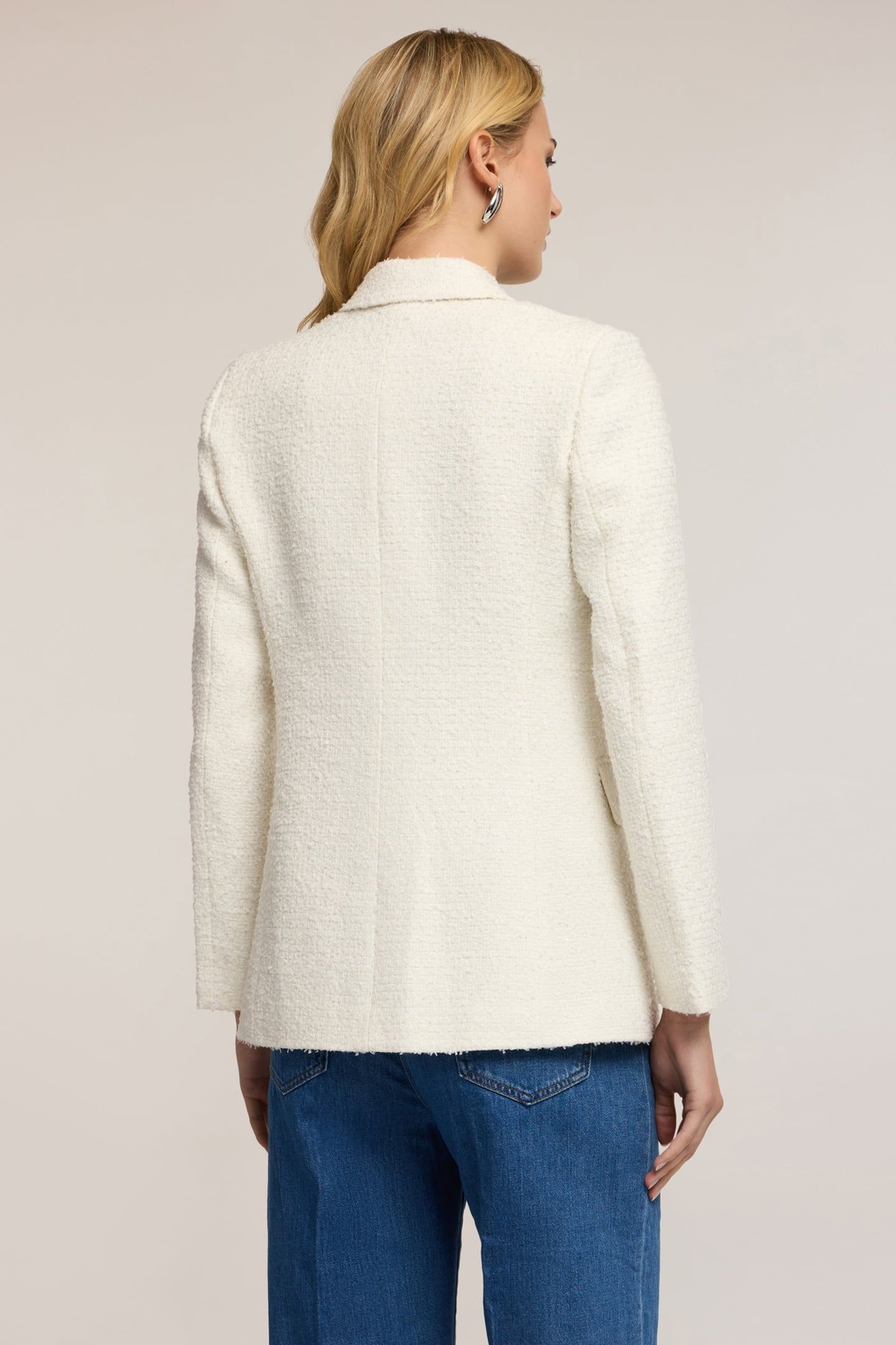DOUBLE-BREASTED BLAZER IN BOUCLÉ FABRIC WHITE 3