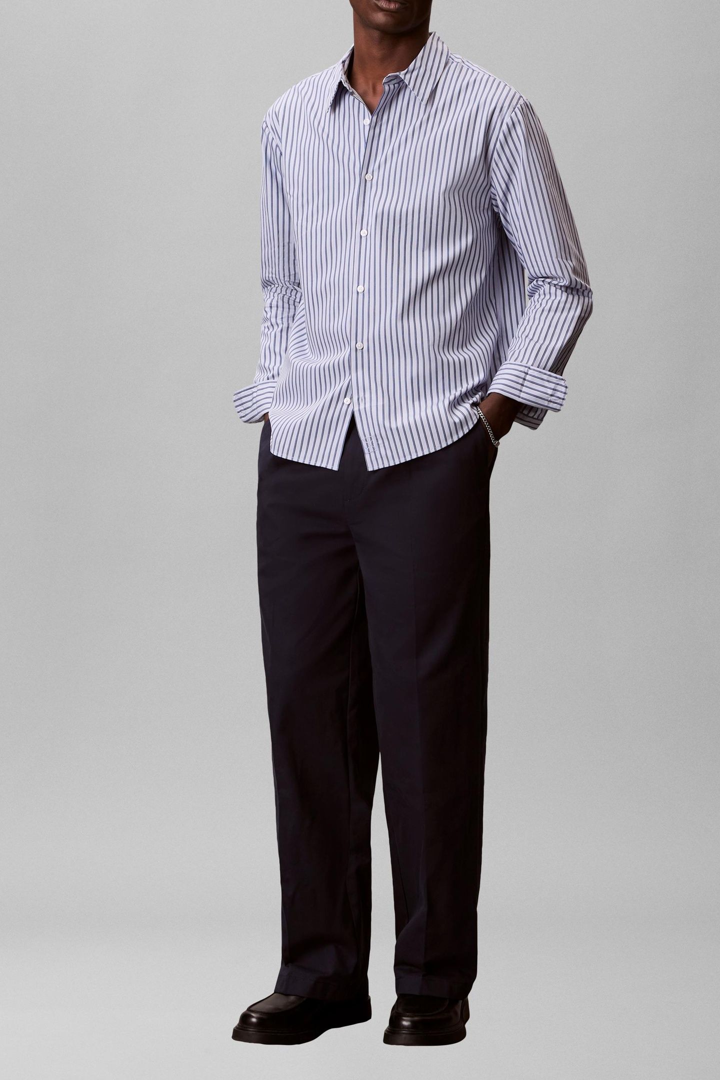 LS THIN DBL STRIPE SHIRT XENON BLUE 3