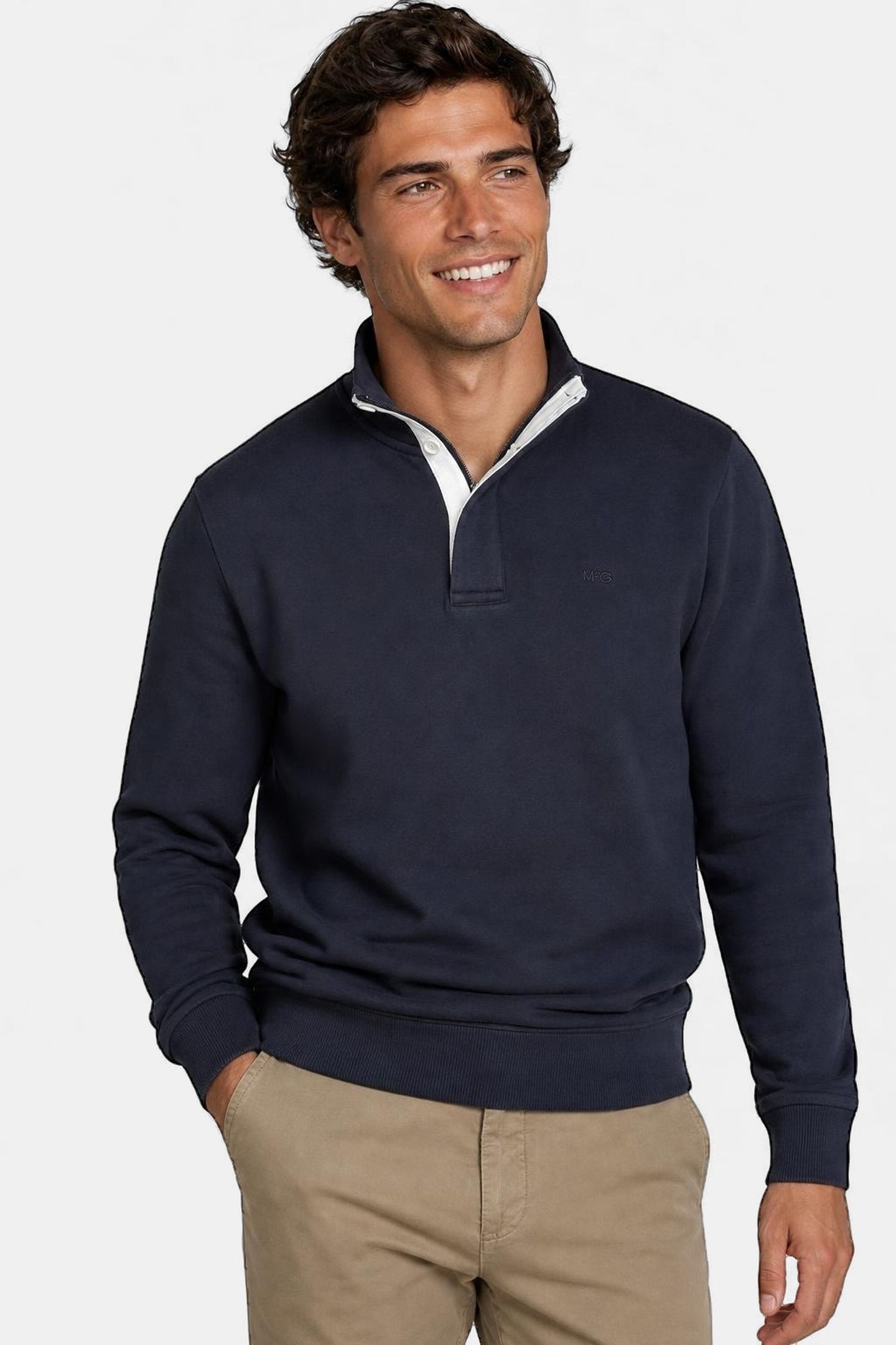 ZIP MOCK SWEATSHIRT NAVY 1