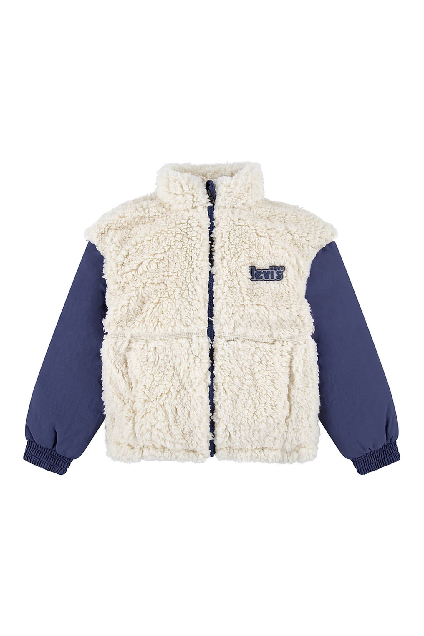 GIRLS BOXY FIT SHERPA JACKET ANTIQUE WHITE 1