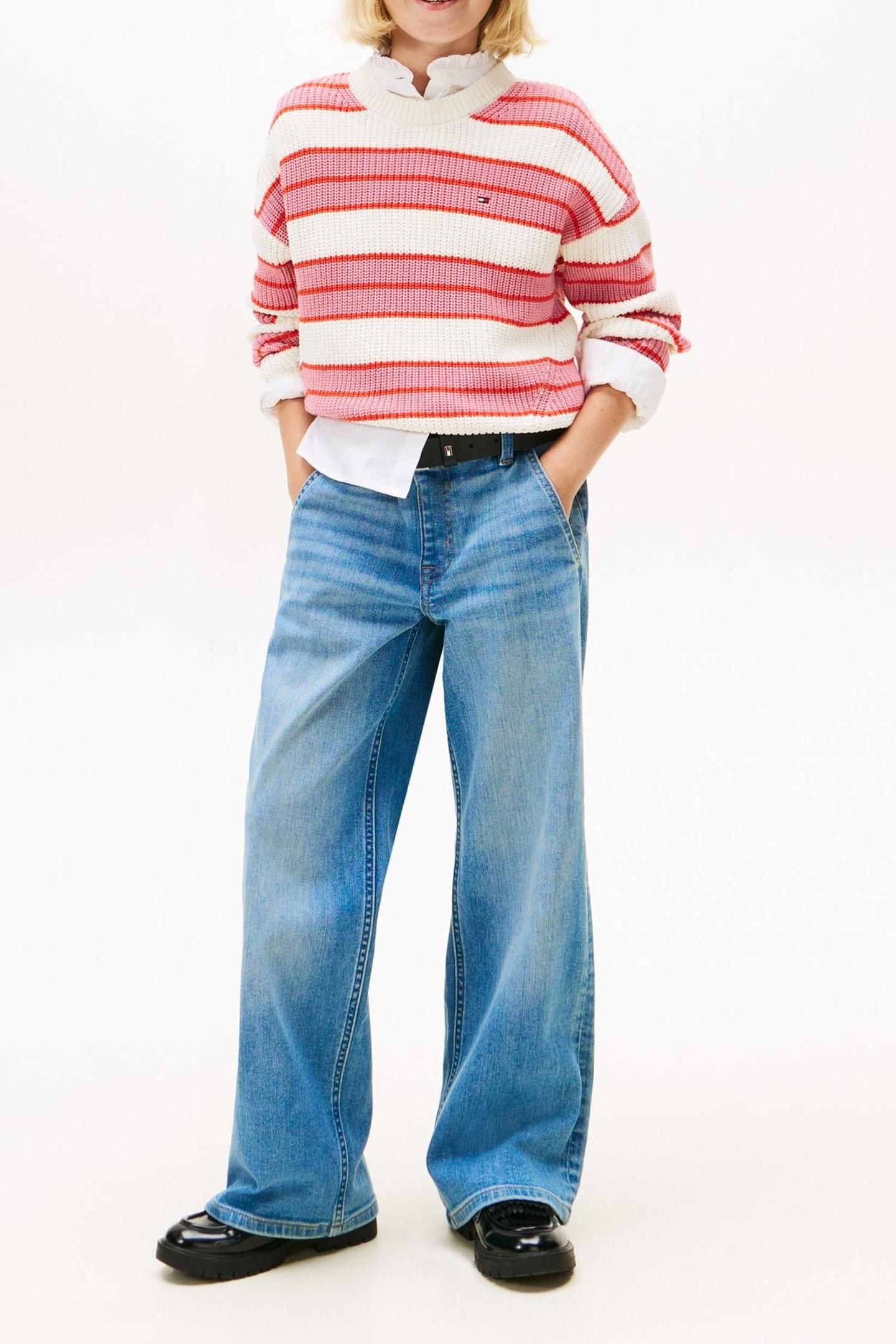 GIRLS STRIPE CHENILLE SWEATER MYSTIC PINK STRIPES 1