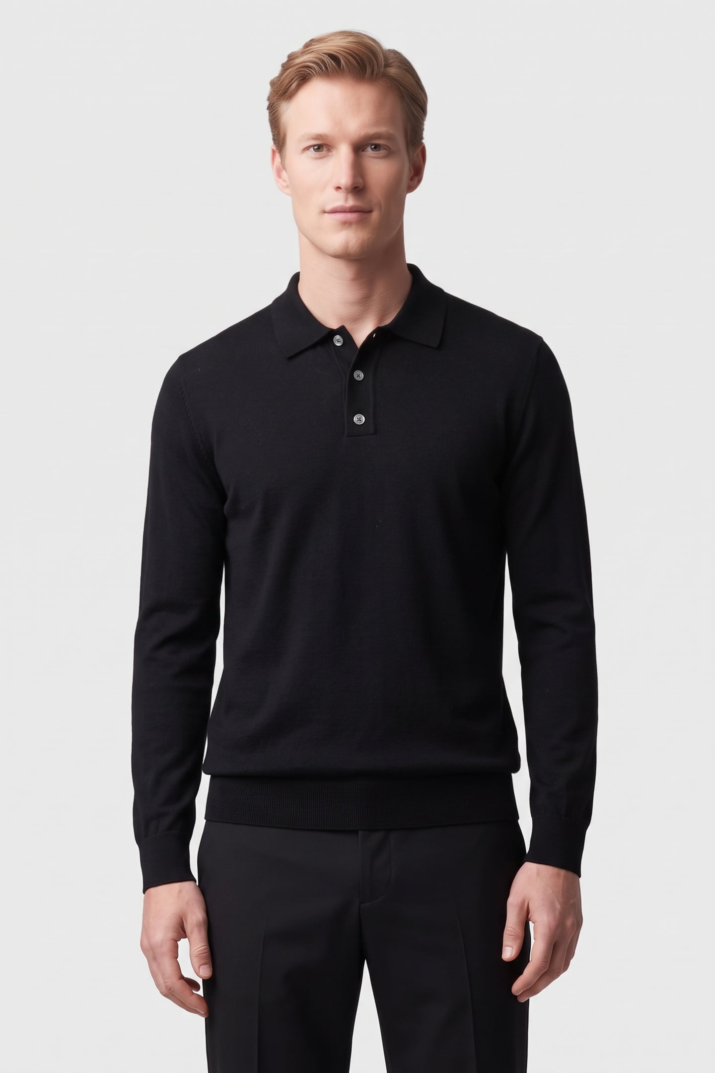 SANDER MERINO POLO BLACK 1