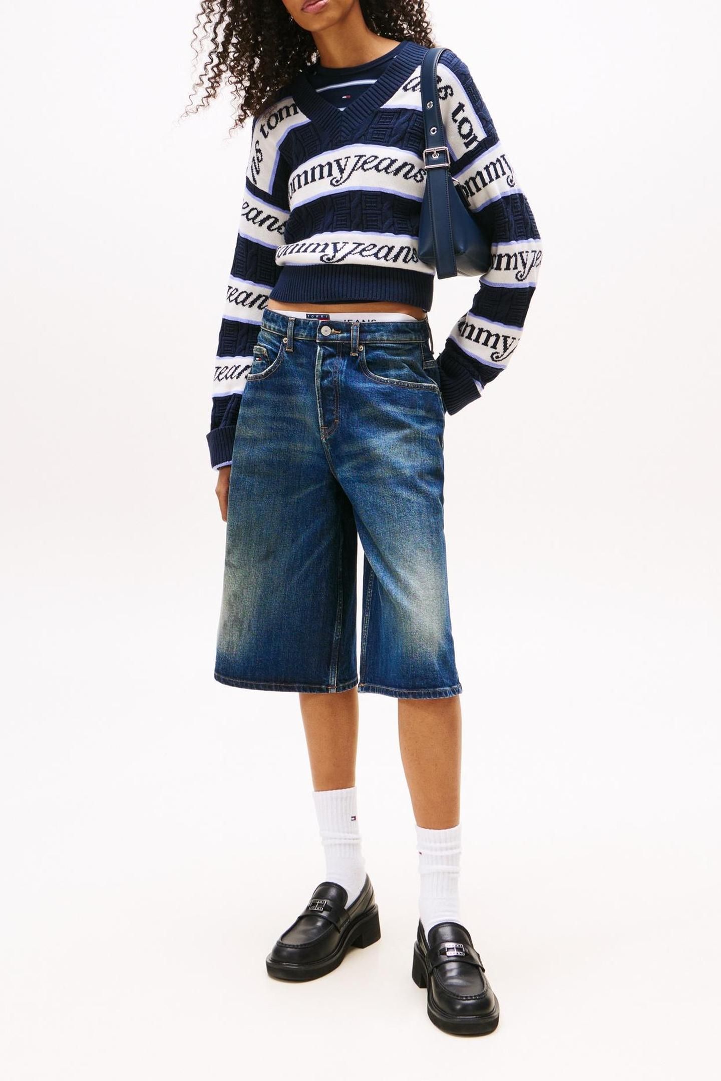 TJW STRIPE LOGO SWEATER DARK NIGHT NAVY/STRIPE 3