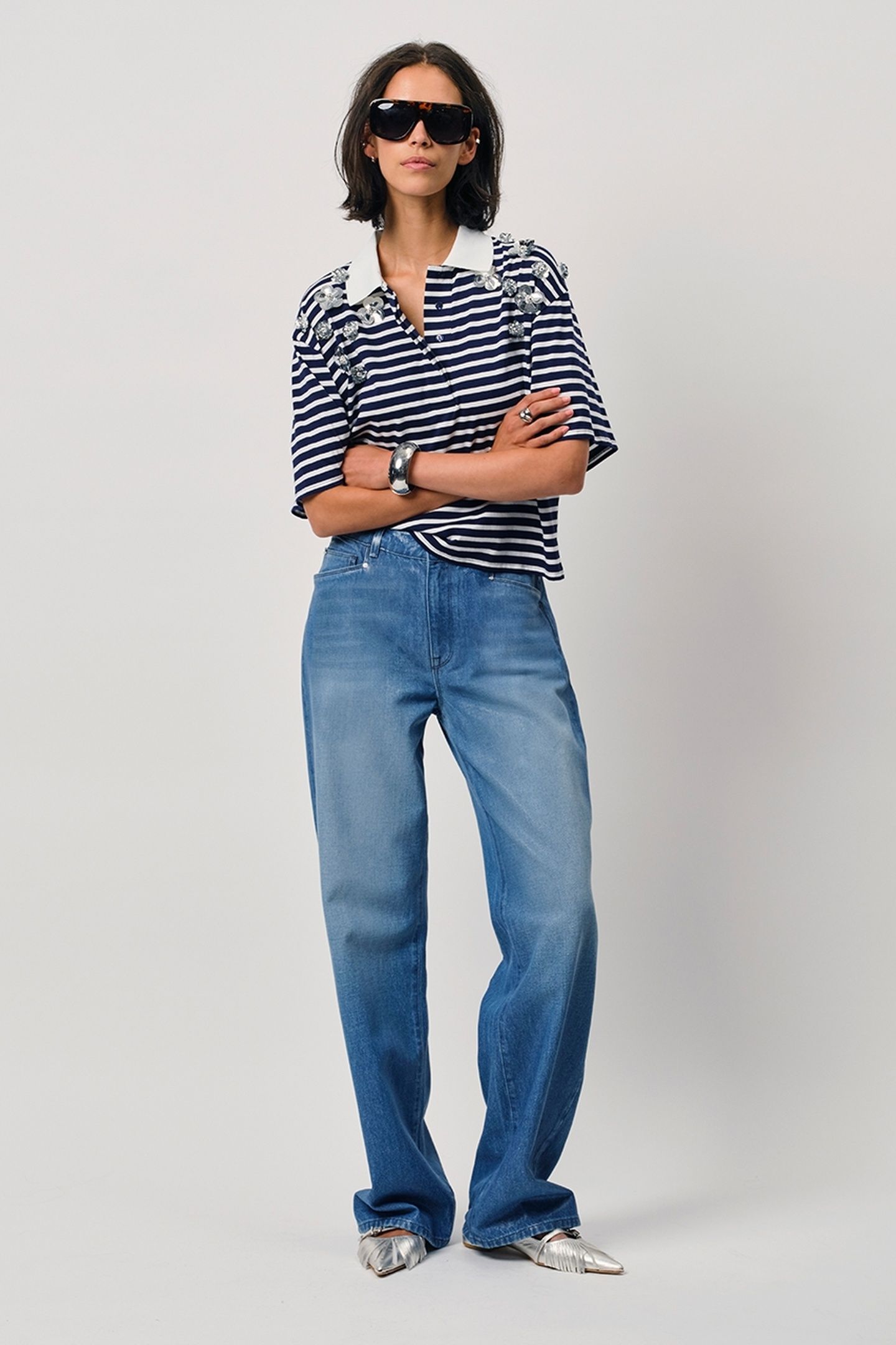 NUIT COATED WIDE LEG JEANS VINTAGE BLUE 1
