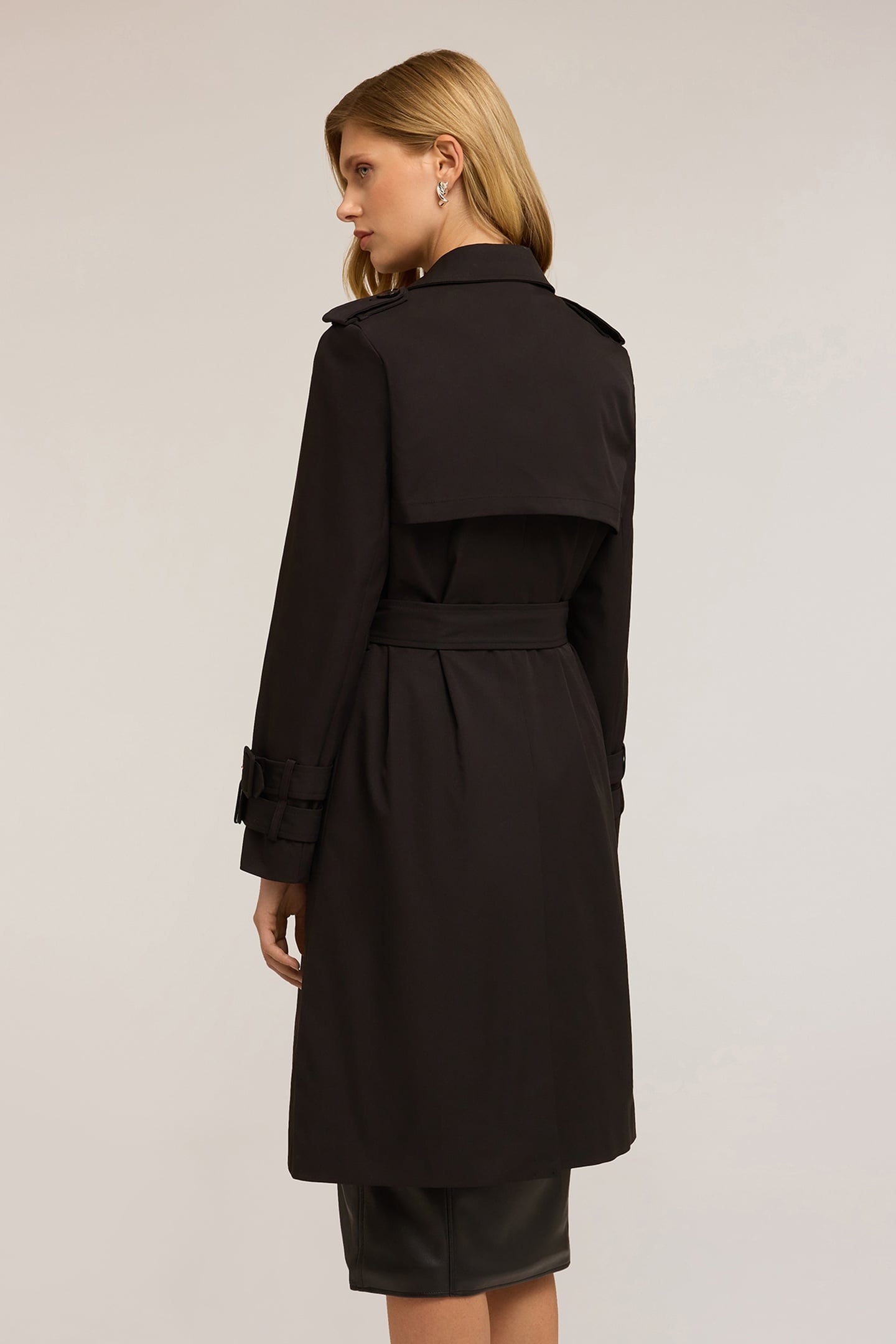 DOUBLE-BREASTED TRENCH COAT IN TECHNICAL FABRIC BLACK 3