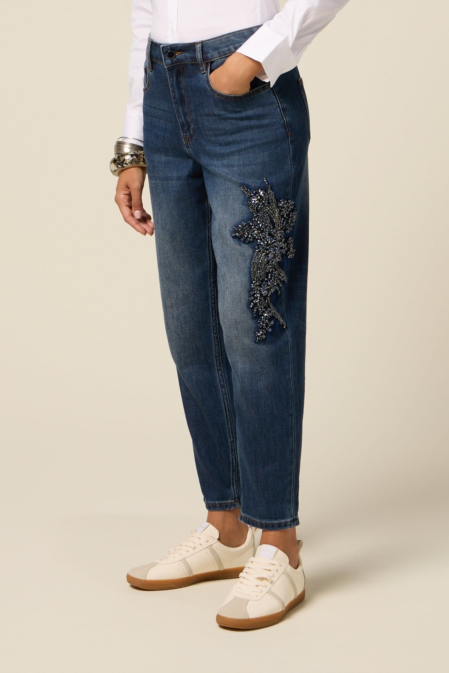 REGULAR JEANS WITH JEWEL PATCH BLUE 1