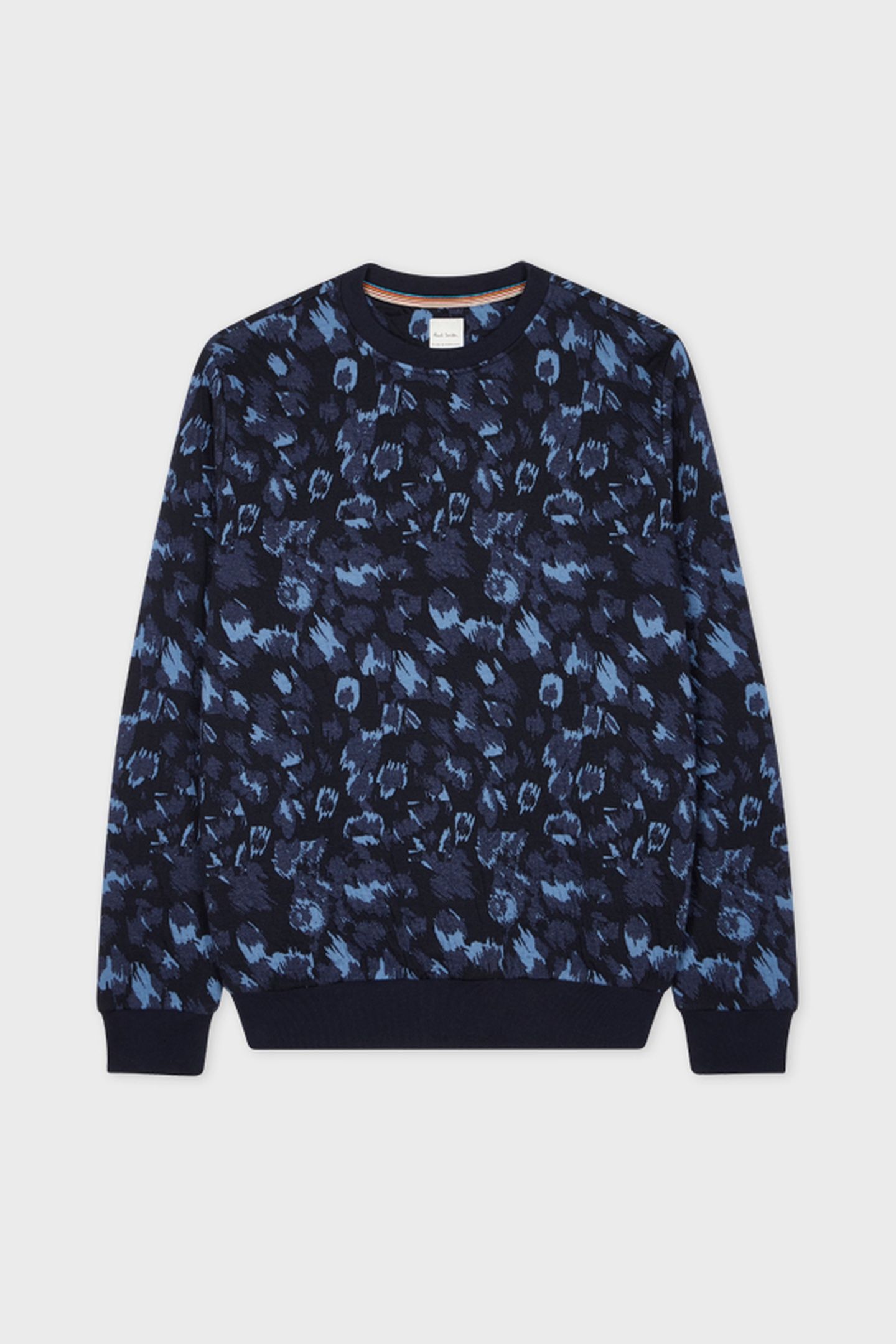 MENS LEOPARD JACQUARD SWEATSHIRT VERY DARK NAVY 4