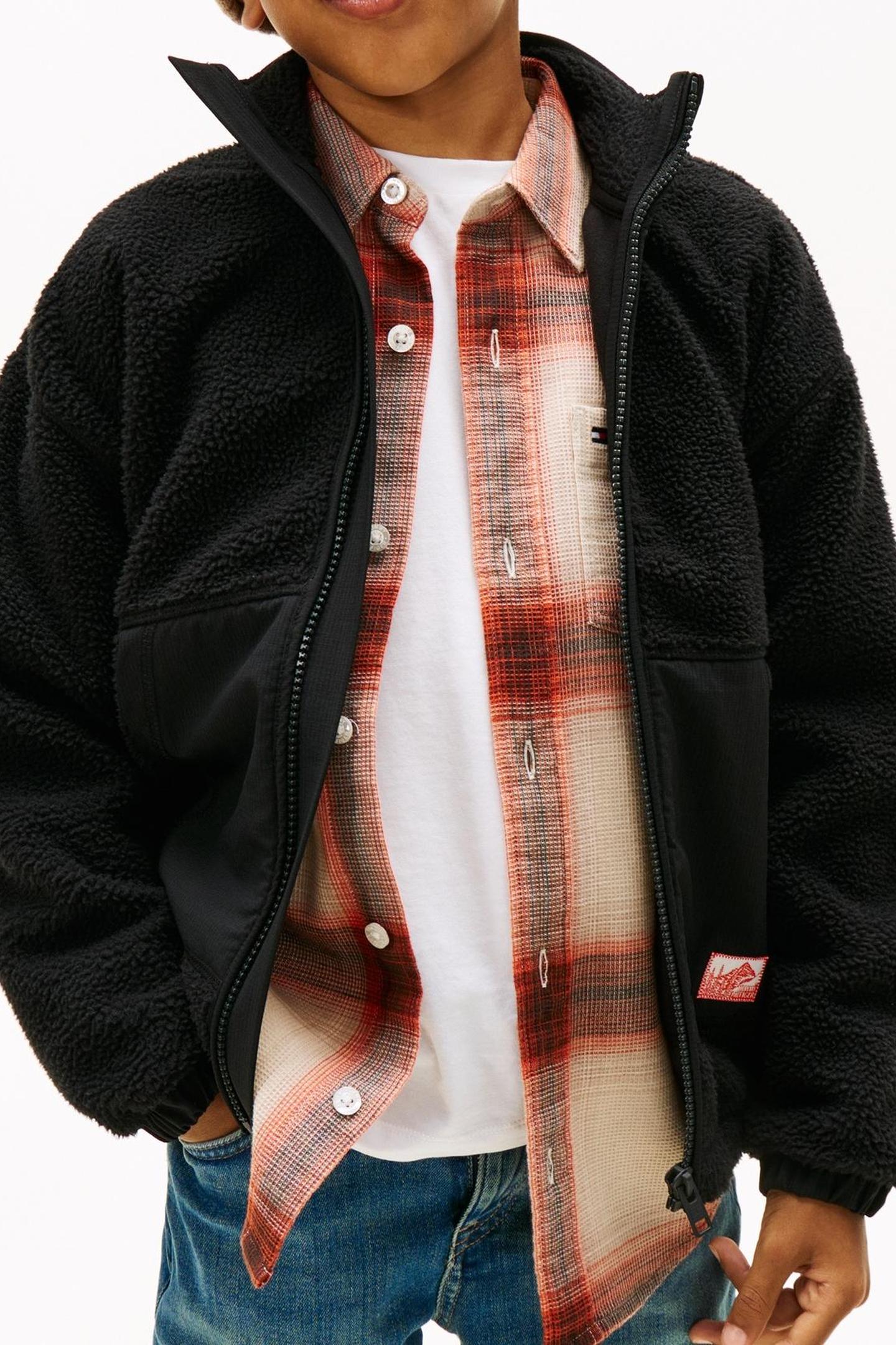 BOYS FABRIC MIX FLEECE ZIP BLACK 1