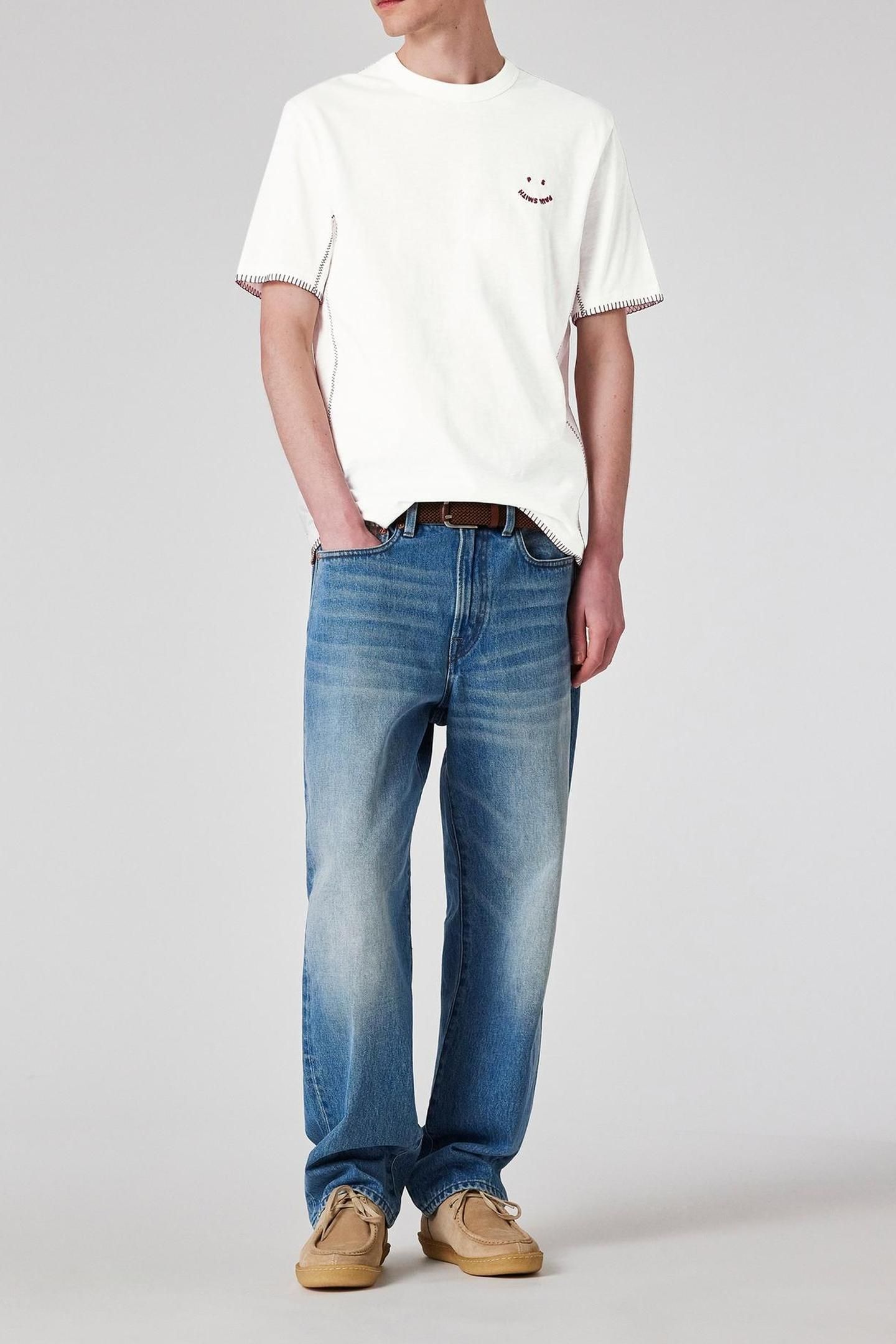 MENS CASUAL FIT SS T SHIRT HAPPY OFF WHITE 2