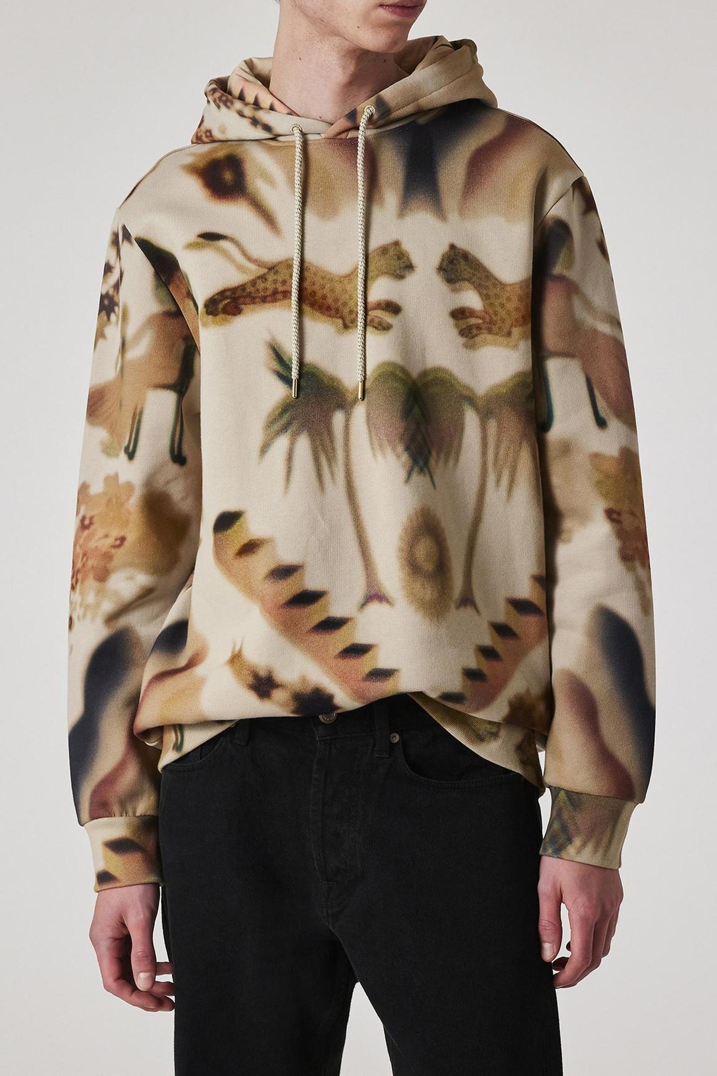 MENS LUMINERE PRINT HOODIE LIGHT BEIGE 1