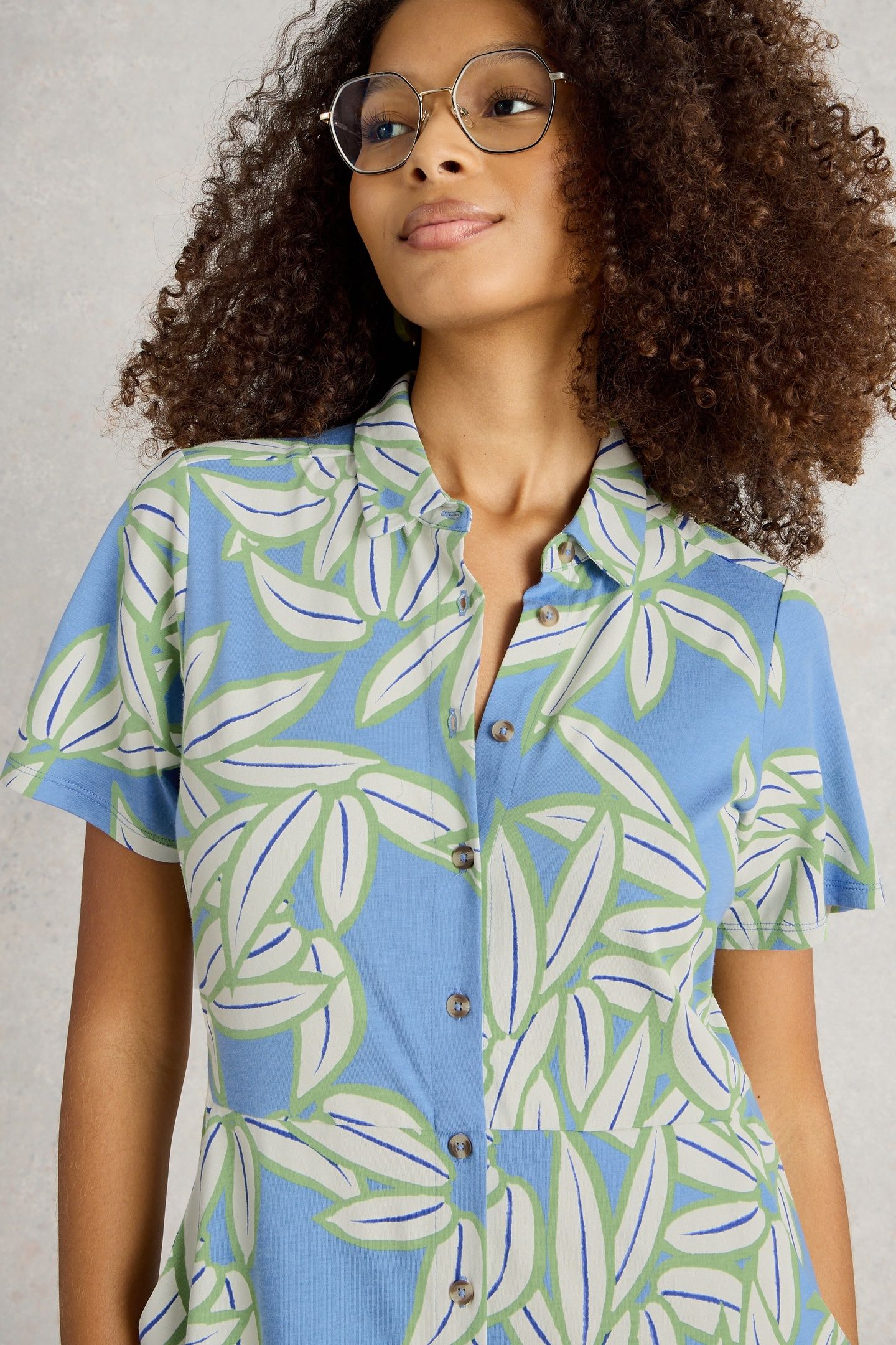 RUA JERSEY SHIRT DRESS BLUE PRINT 5