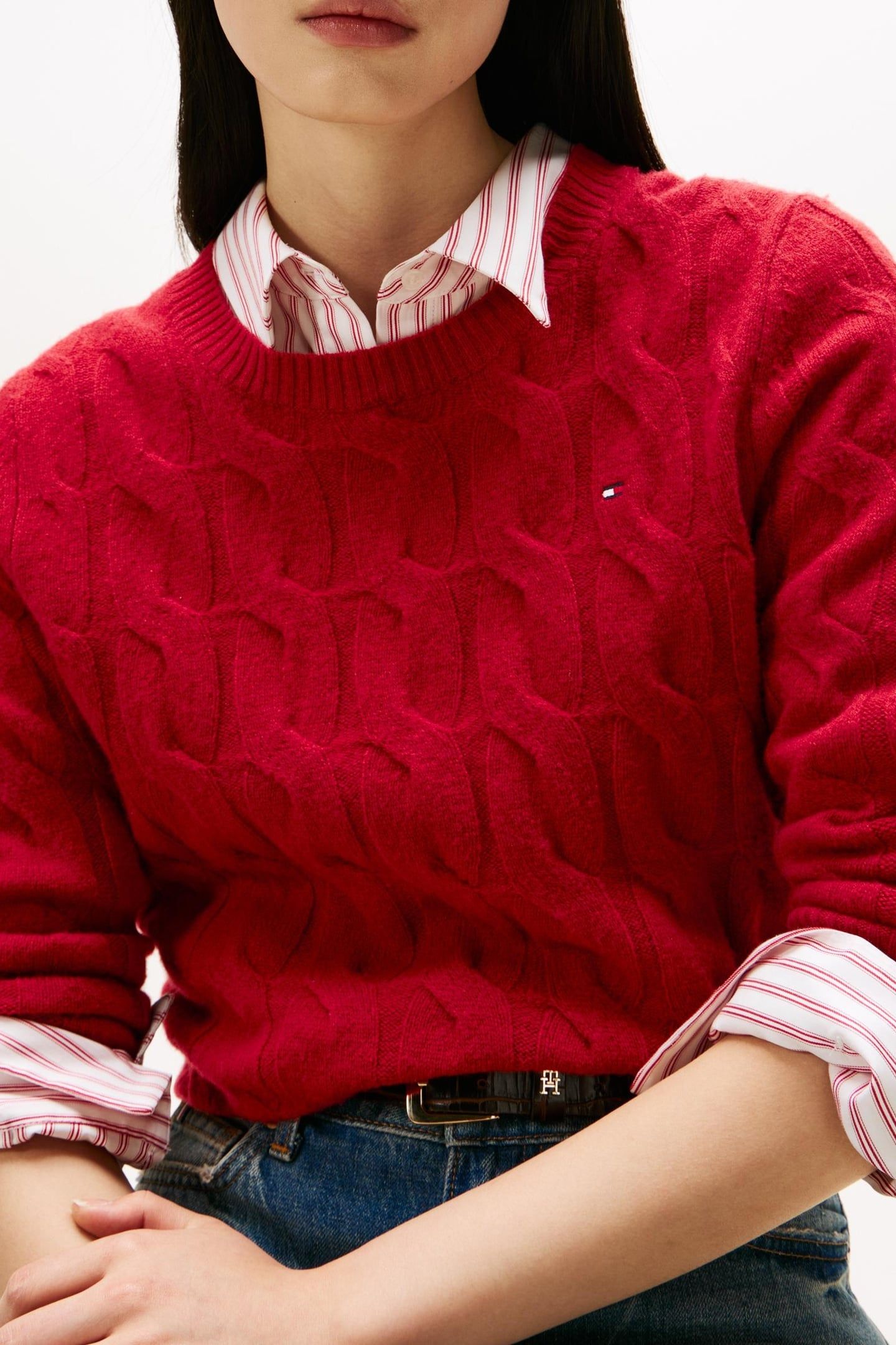 SOFT WOOL CABLE C-NECK REGATTA RED 5
