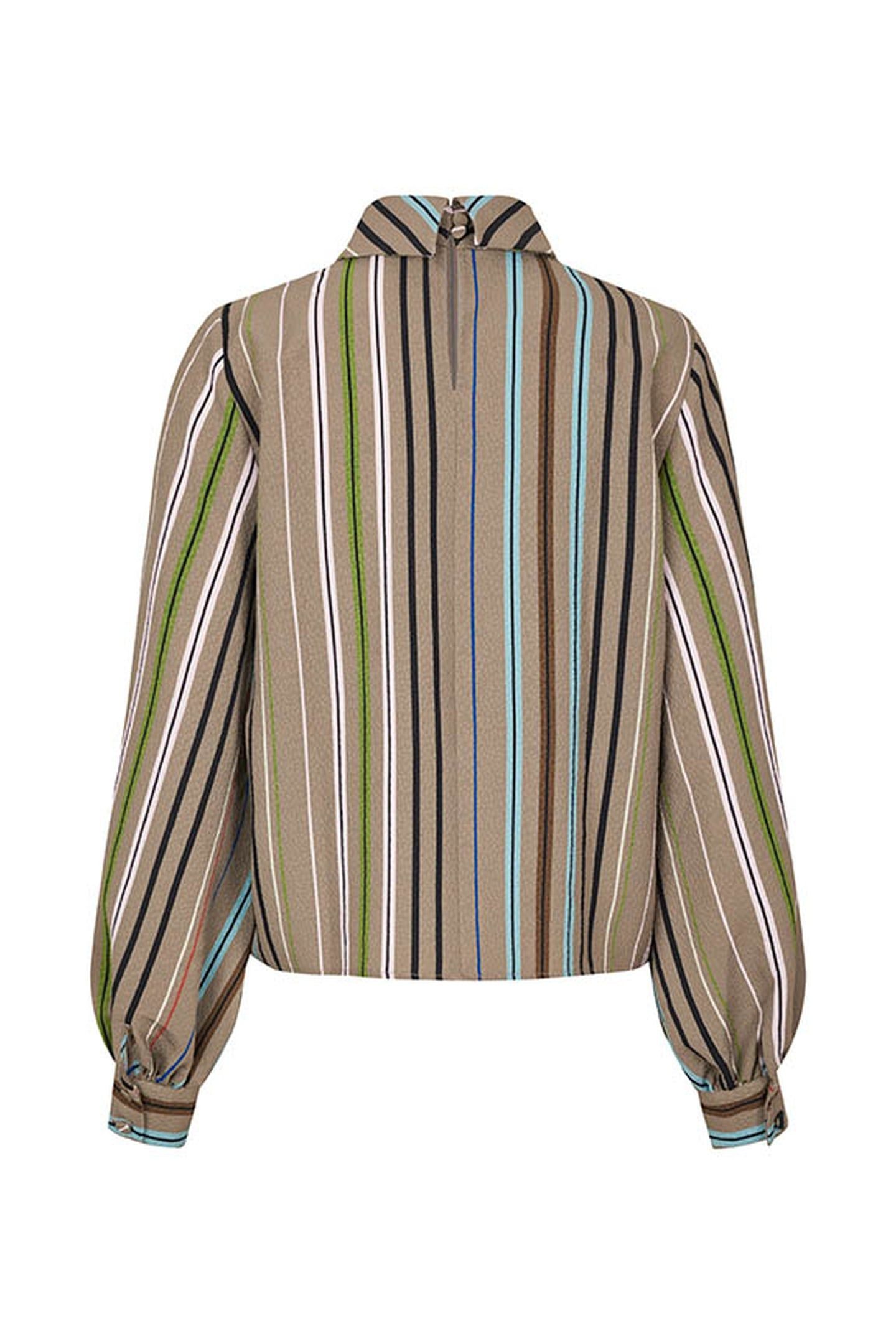 GATHERED LONG SLEEVE TOP MULTI STRIPE 4