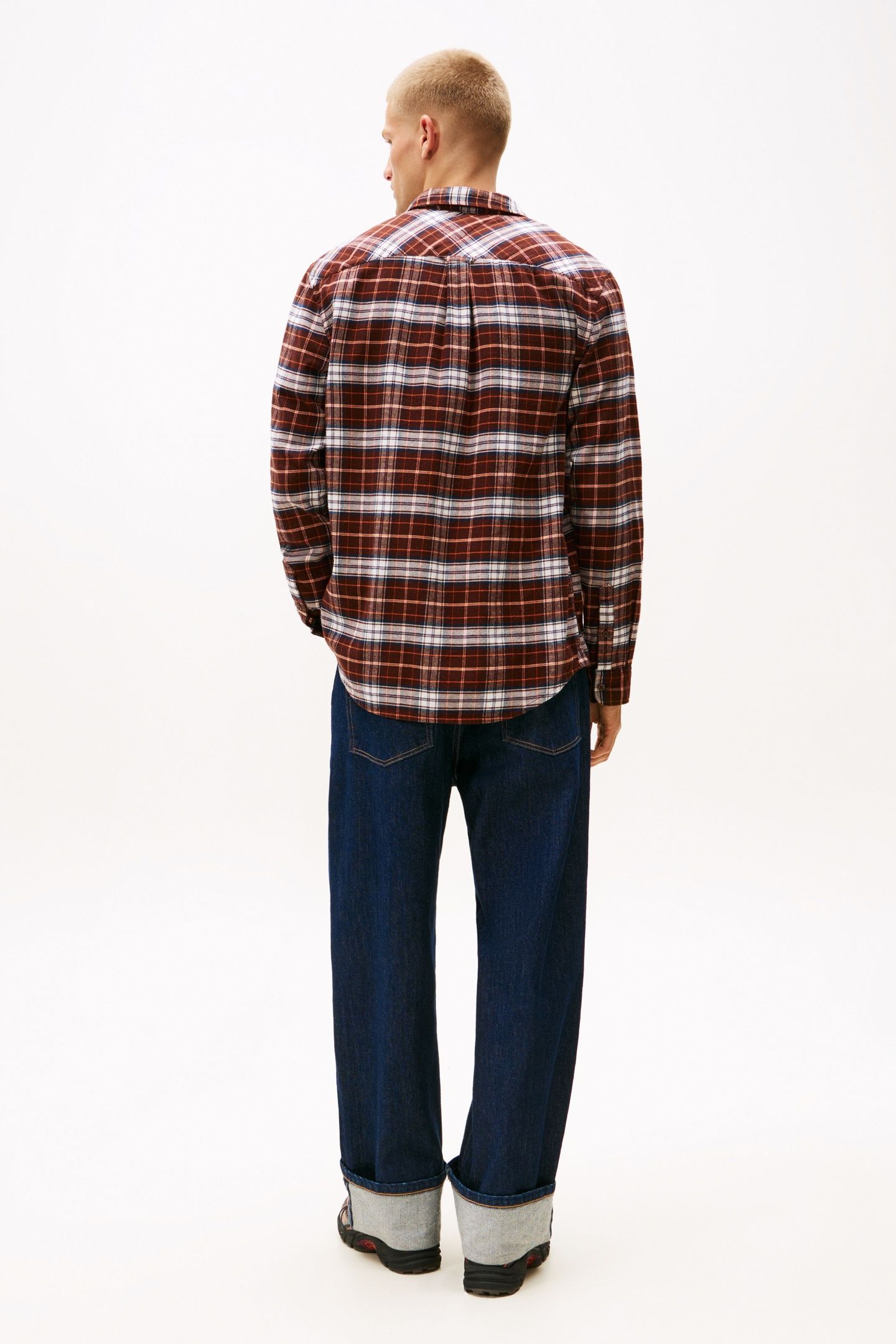 TJM REG FLANNEL CHECKED SHIRT RICH BROWN/BIG CHECK 2