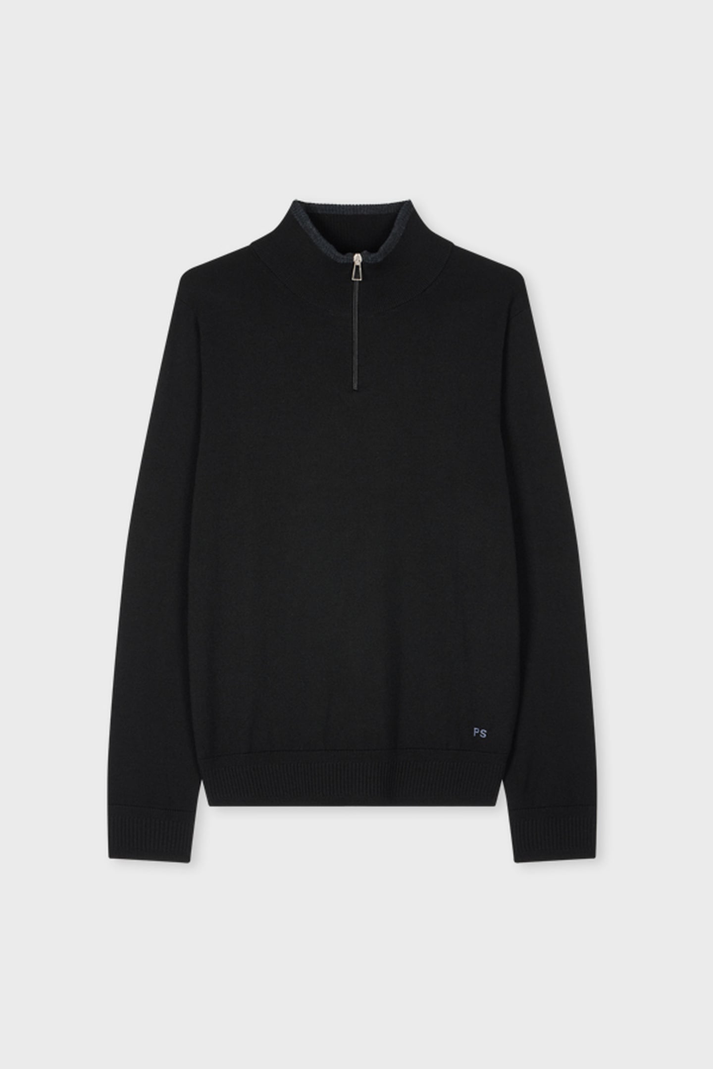 MENS SWEATER ZIP NECK BLACK 5