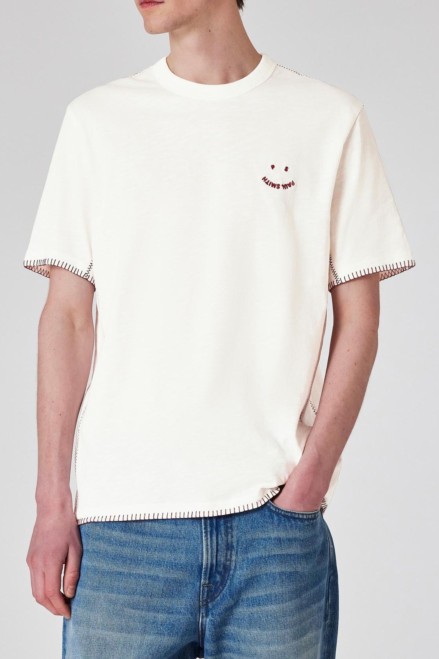 MENS CASUAL FIT SS T SHIRT HAPPY OFF WHITE 1