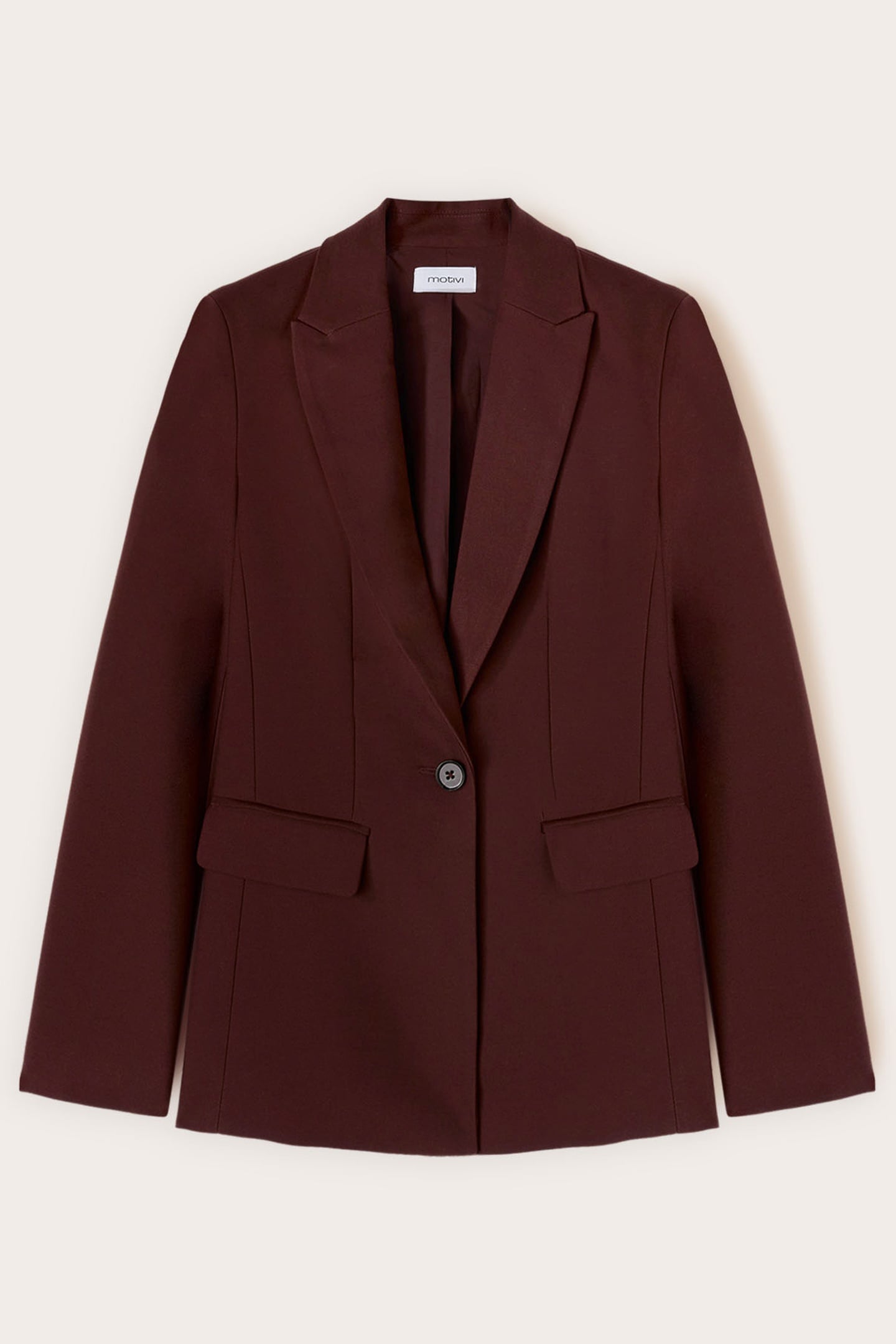 SINGLE-BREASTED VISCOSE BLEND BLAZER BROWN 4
