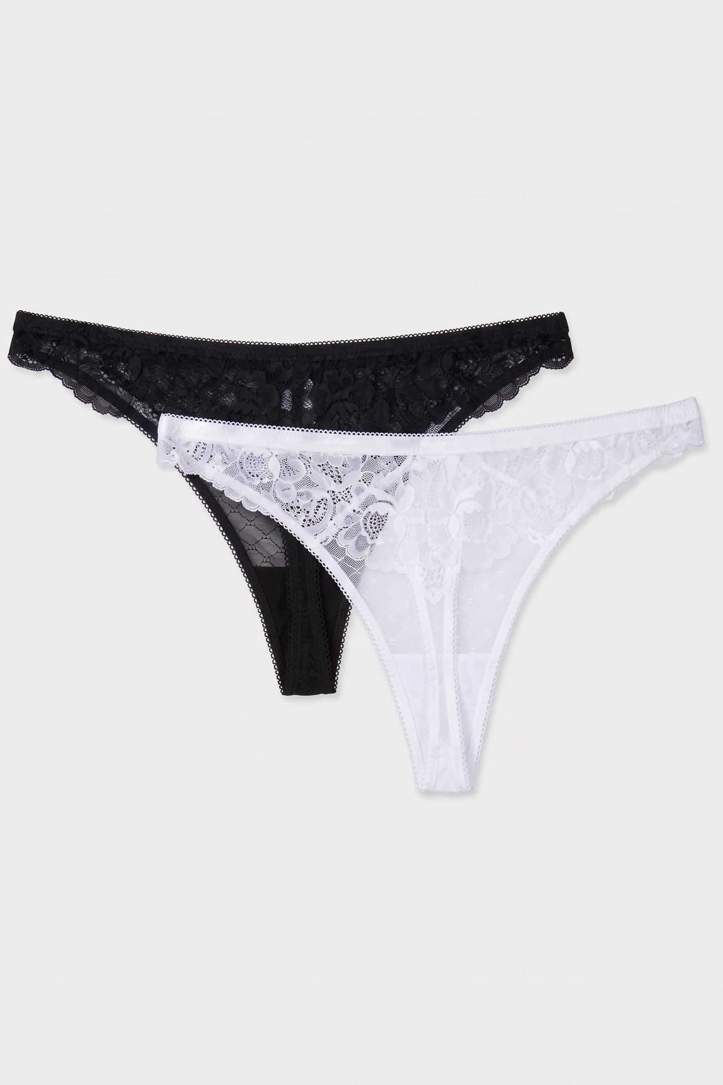 ELIZA 2PK SOLID MESH THONG BRIGHT WHITE/JET BLACK 1