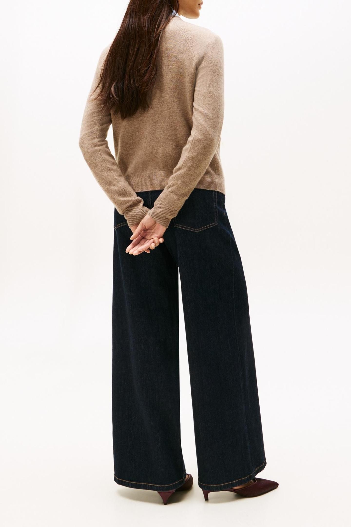 WOOL CASH C-NECK LOOSE SWEATER HEATHERED TAUPE 2