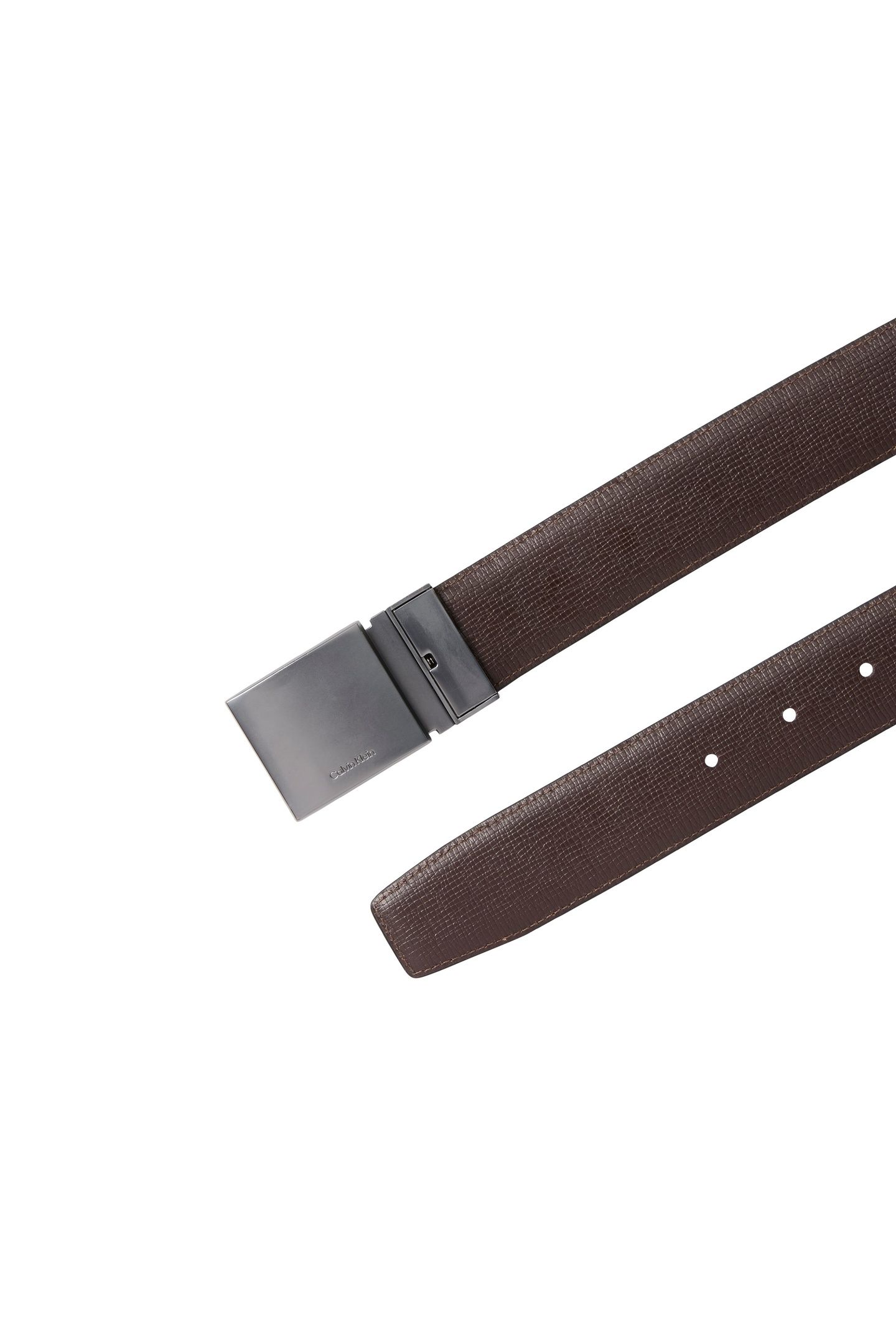DRESS PLAQUE SMOOTH BELT BLACK/DARK BROWN/MATTE GUNME 3