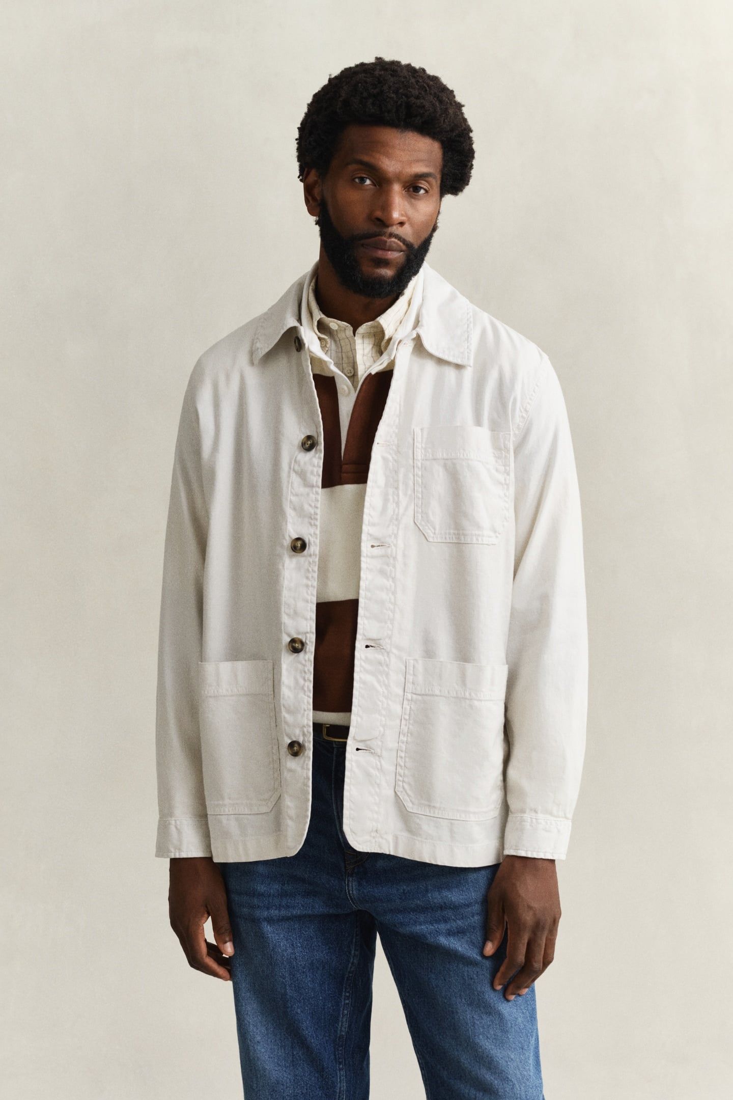 REG COTTON/LINEN OVERSHIRT SAND 1