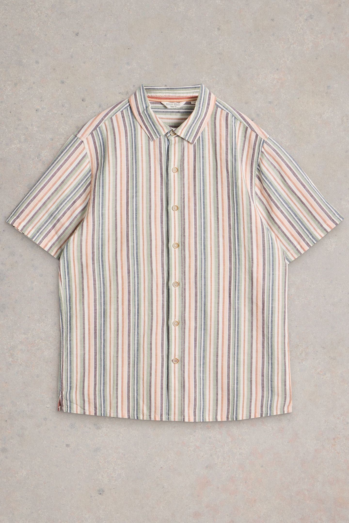 KESWICK SS STRIPE LINEN SHIRT GREEN MULTI 4