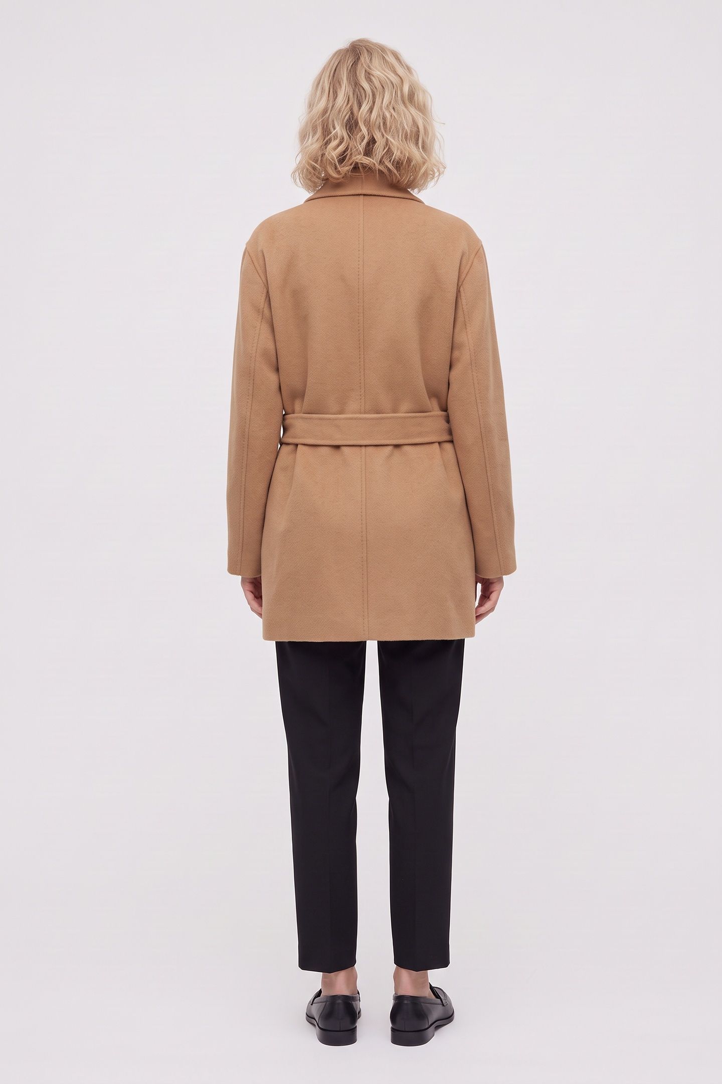 WOOL BLEND WRAP COAT DARK CAMEL 2