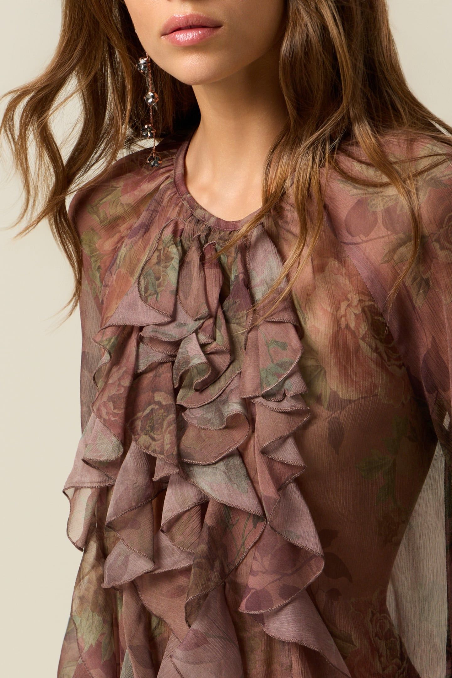 FANTASY BLOUSE WITH RUFFLES BROWN 4