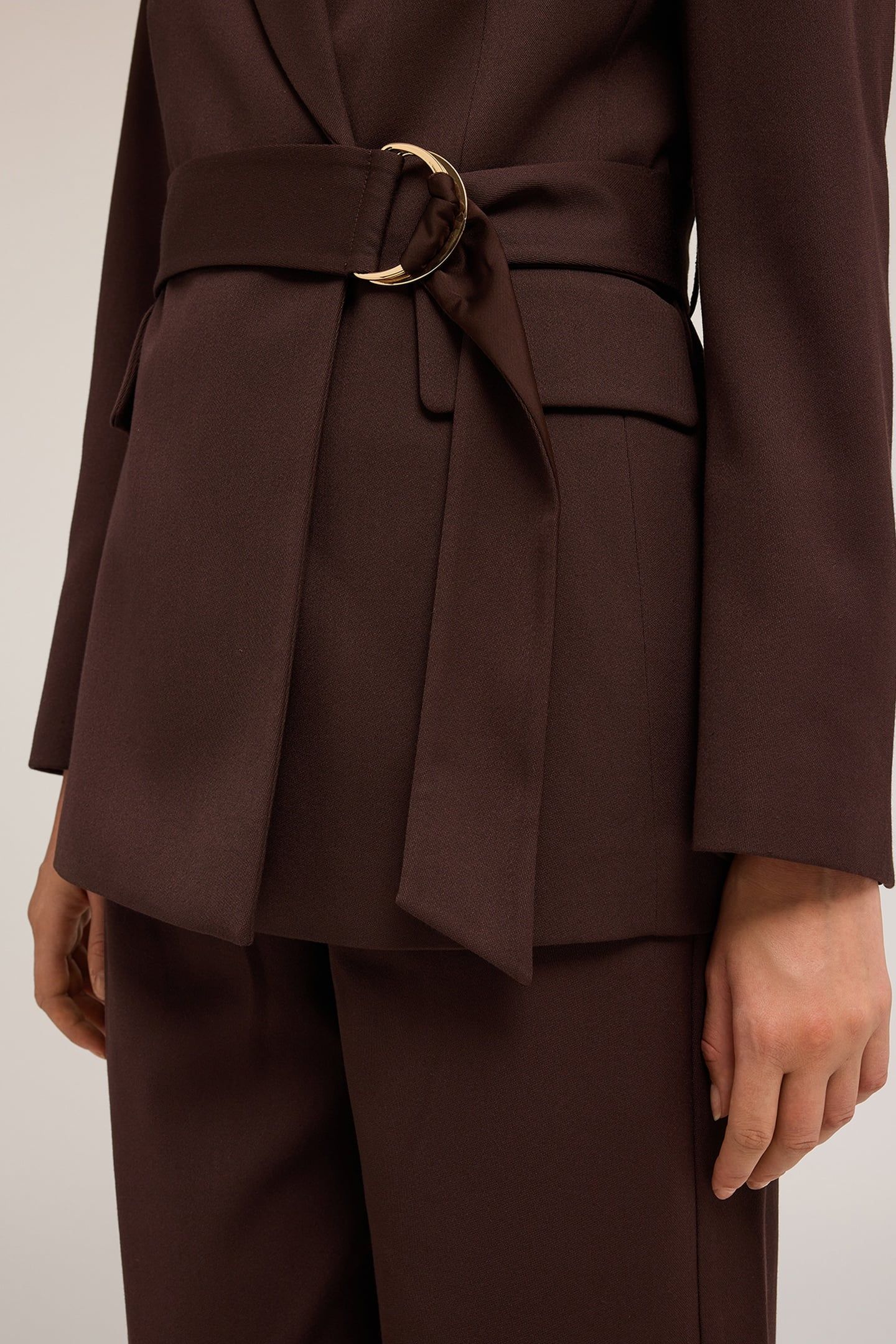 DOUBLE-BREASTED JACKET WITH BELT BROWN 5