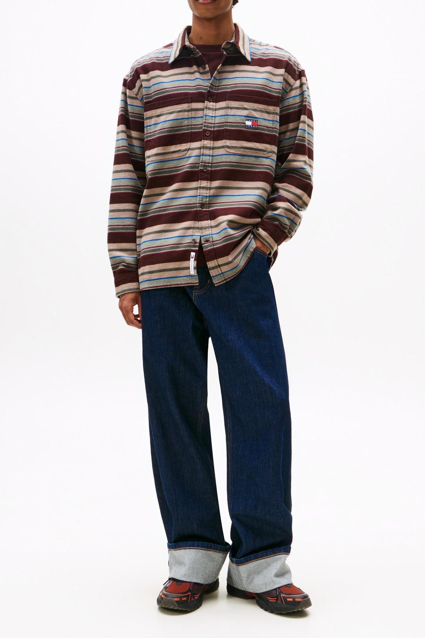 TJM UTILITY FLANNEL RICH BROWN/HORIZONTAL STRIPES 3