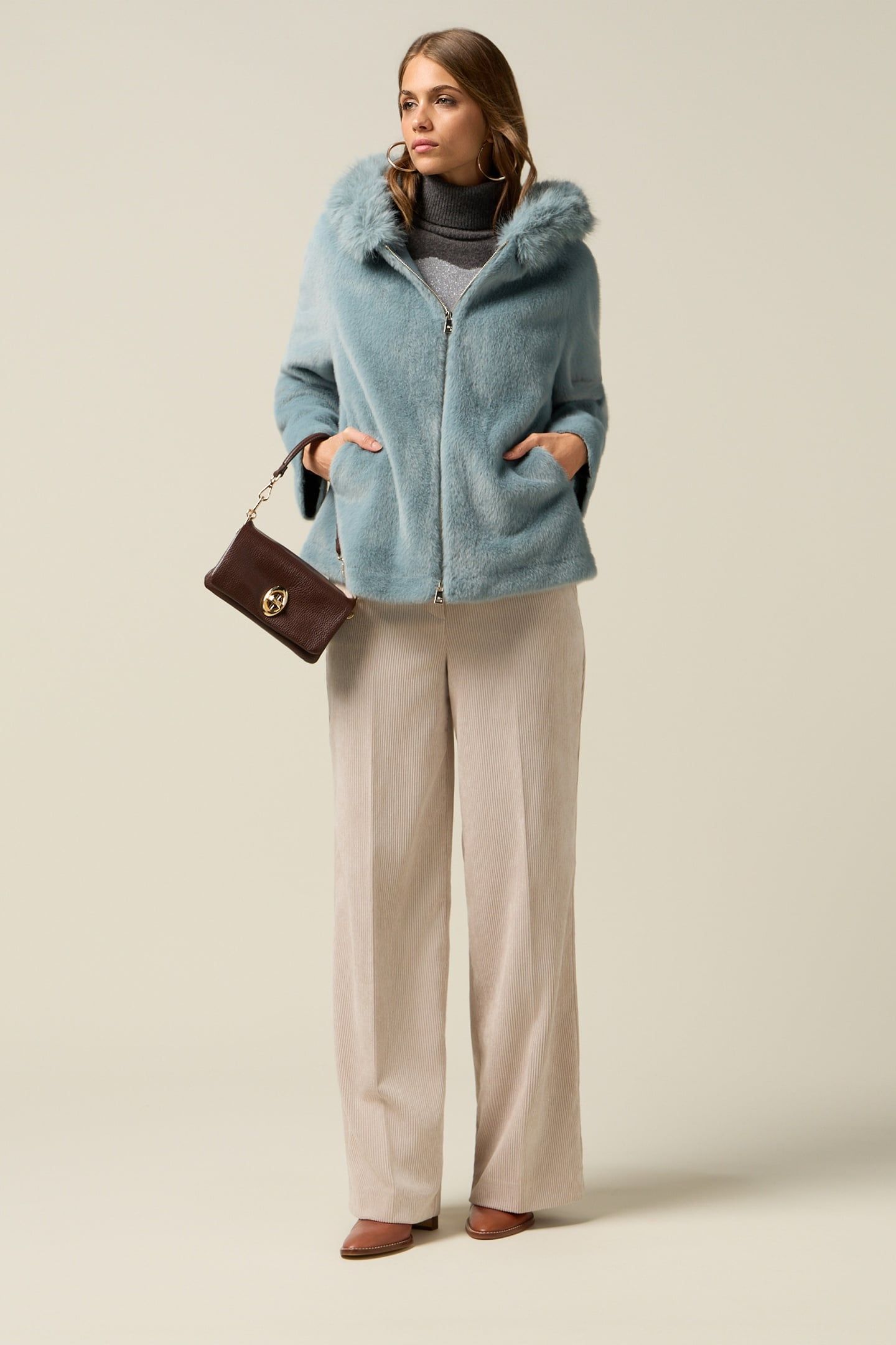 SHORT PARKA WITH HOOD LIGHT BLUE 2