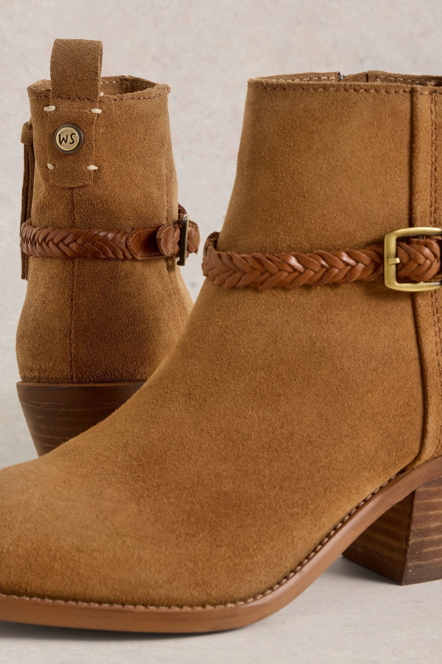 PEONY SUEDE PLAIT STRAP BOOT MID TAN 4