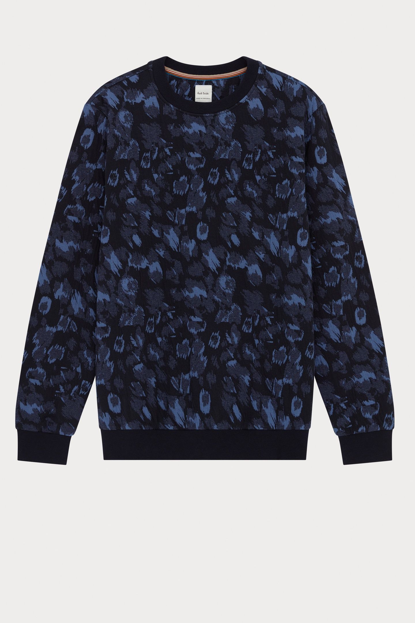 MENS LEOPARD JACQUARD SWEATSHIRT VERY DARK NAVY 5